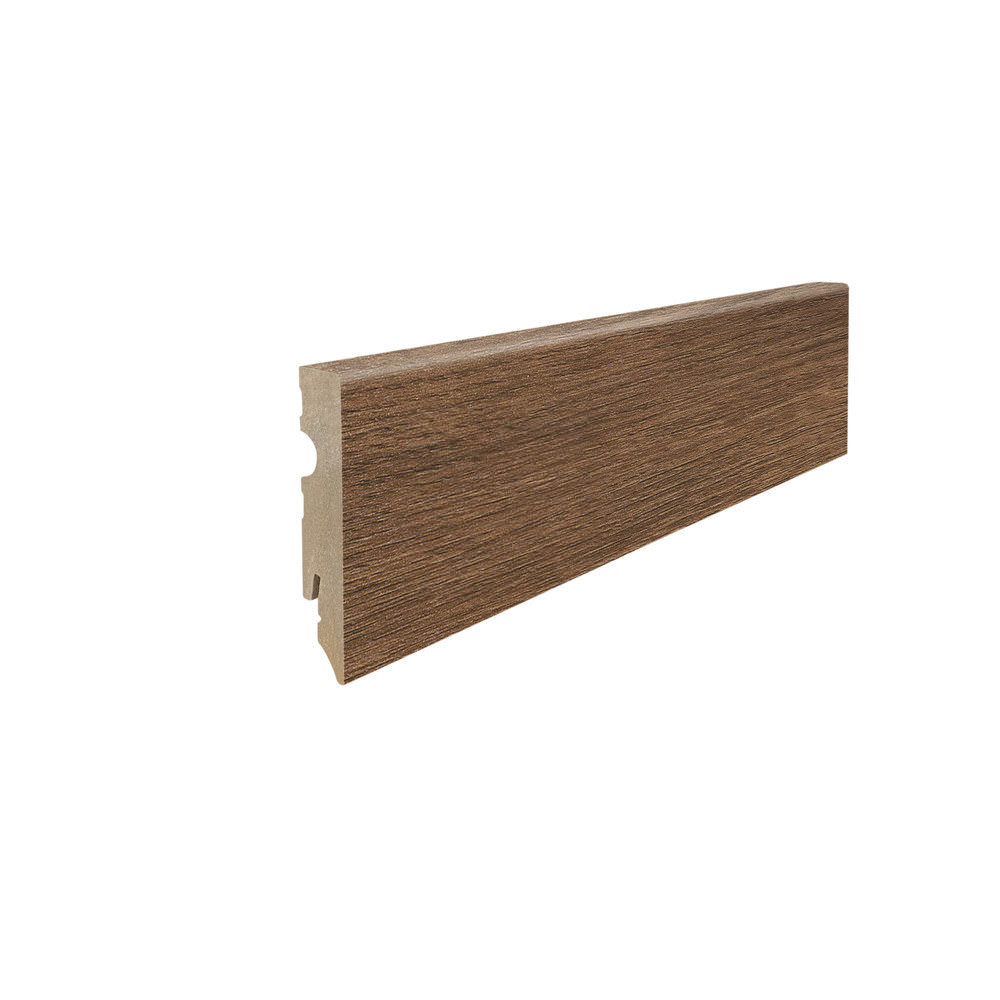 Stick on skirting 15 x 80 mm cube 2,2 m MDF core, lam. cover Oak Eleganza Smoked*