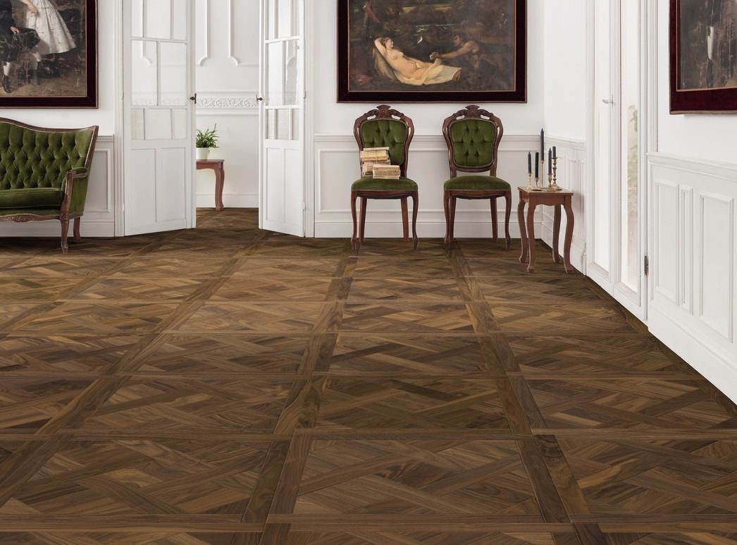 parkettmanufaktur by HARO 18 mm Tiles Basket 4V American Walnut oleovera Tongue and Groove