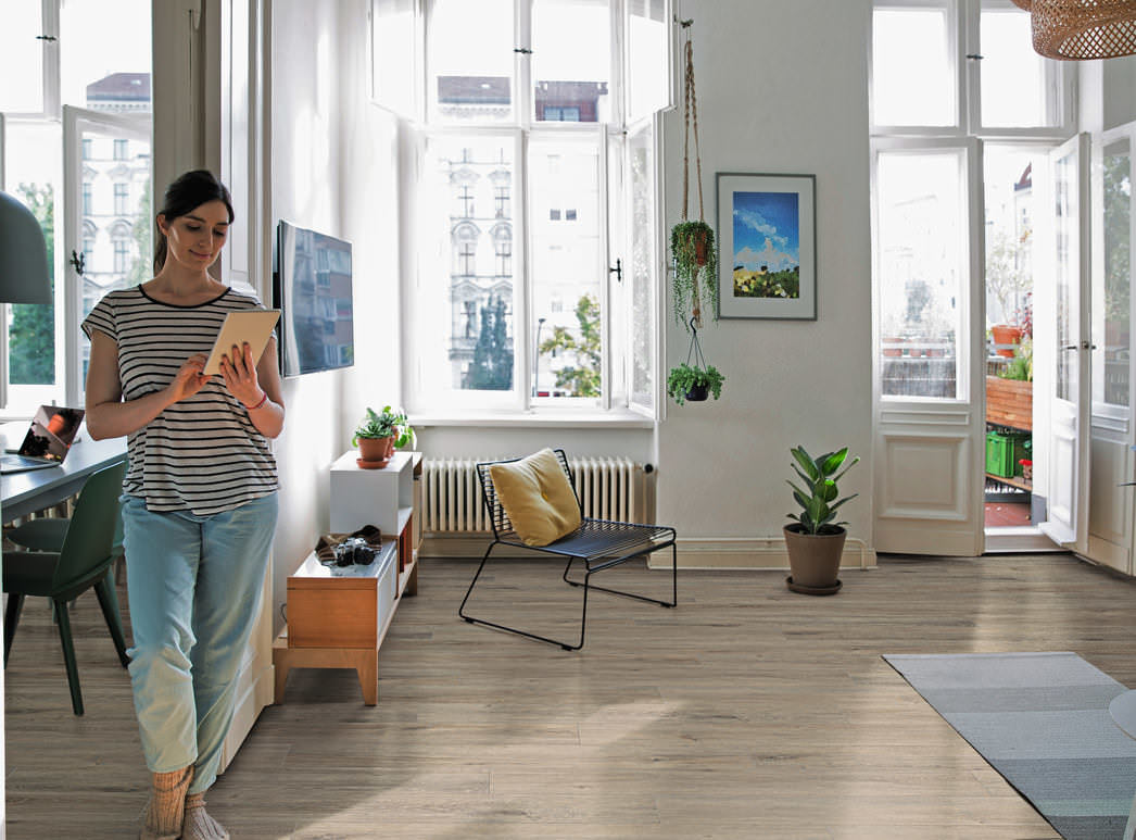 HARO Laminate Floor TRITTY 200 Aqua Plank 1-Strip 4V Oak Veneto Mocca* authentic matt Silent Pro Top Connect