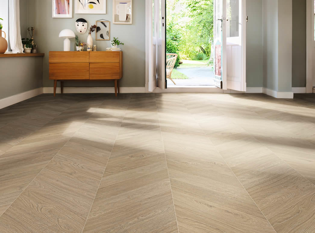 HARO Laminate Floor TRITTY 200 Aqua Chevron 4VM Oak White* authentic Lock Connect plus