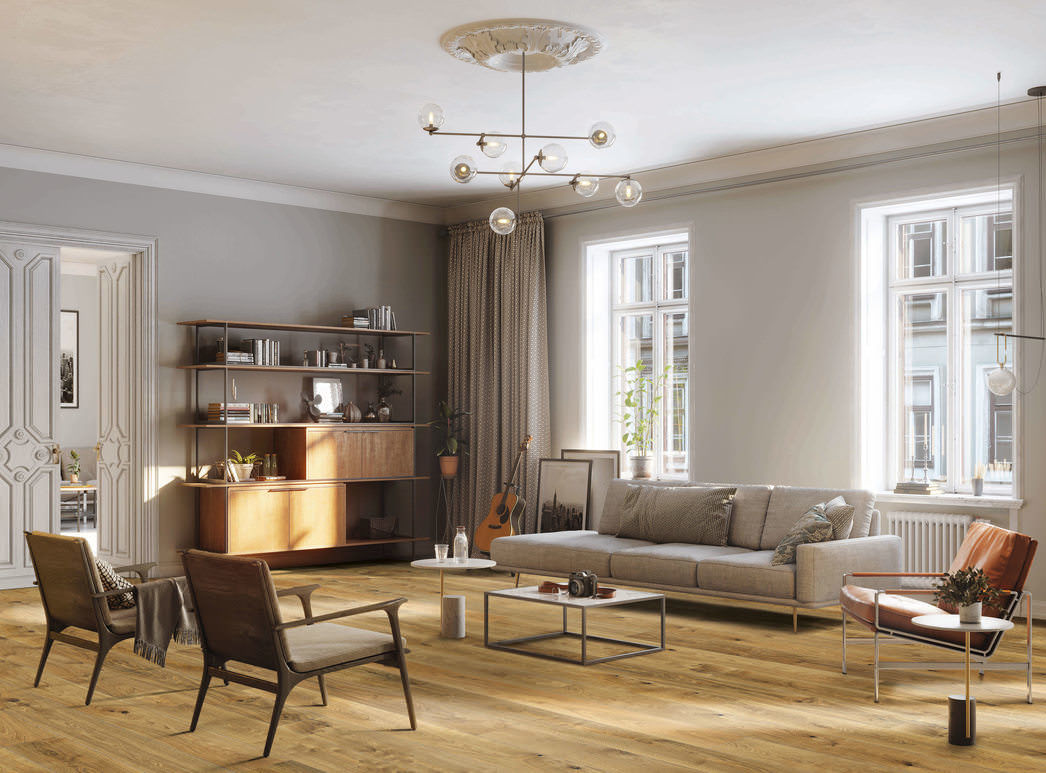 HARO PARQUET 13,5mm/1750 mm Plank 1-Strip 4V Oak Berlin brushed naturaLin plus Top Connect