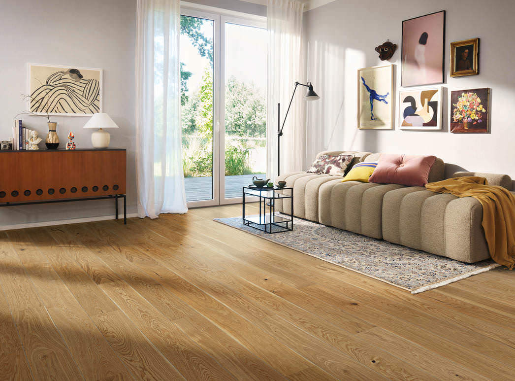 HARO PARQUET 12 mm Plank 1-Strip 2V Oak Stuttgart brushed naturaLin plus Top Connect