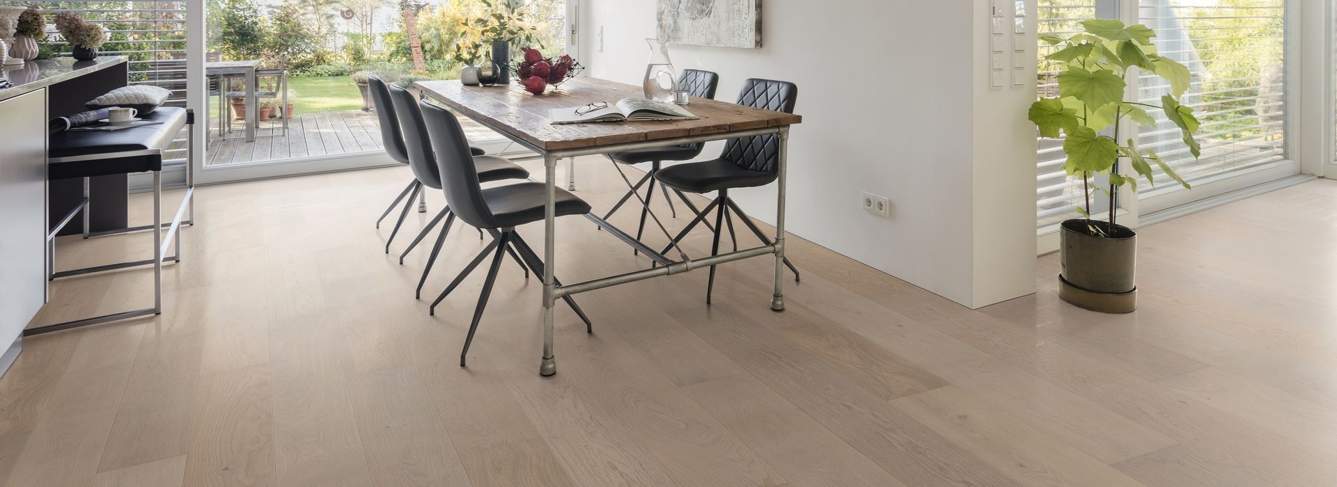 HARO PARQUET 4000 Plank 1-Strip 180 4V Oak Crystal White Markant brushed naturaLin plus Top Connect