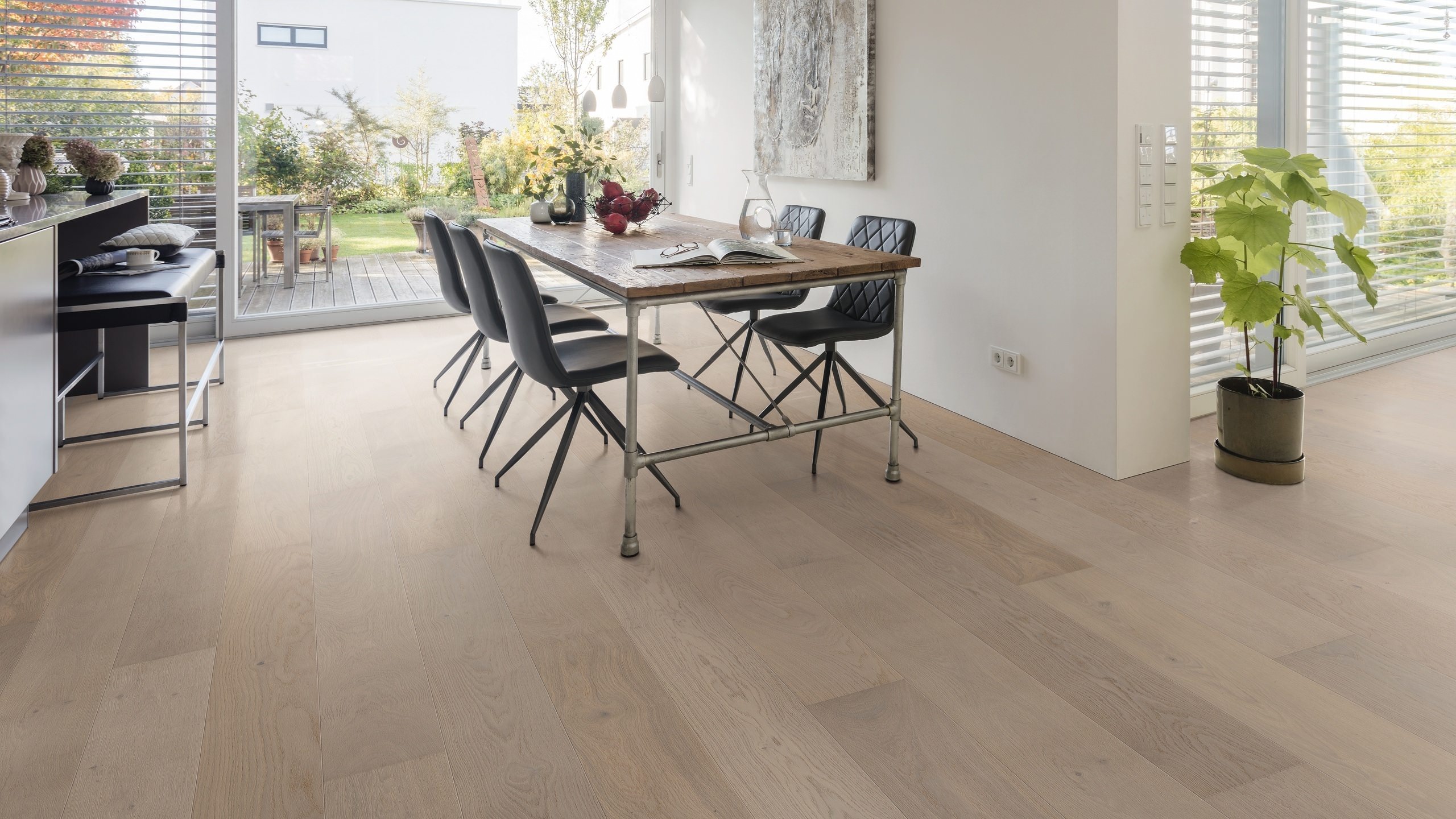 HARO PARQUET 4000 Plank 1-Strip 180 4V Oak Crystal White Markant brushed naturaLin plus Top Connect