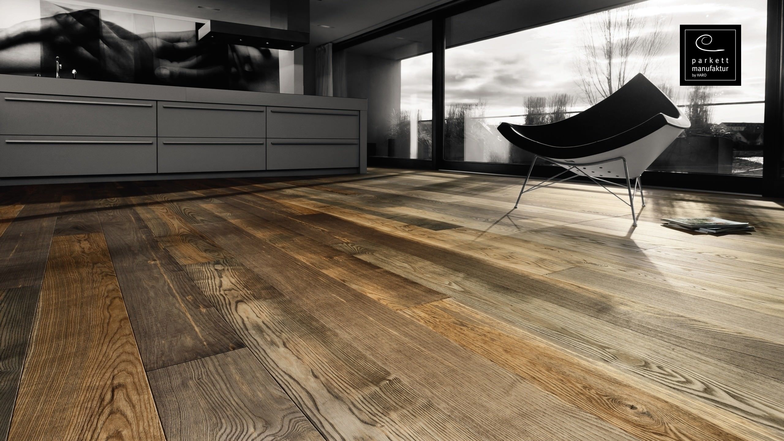 parkettmanufaktur by HARO 4000 Plank 1-Strip 4V Ash Barrique Selectiv brushed oleovera Top Connect