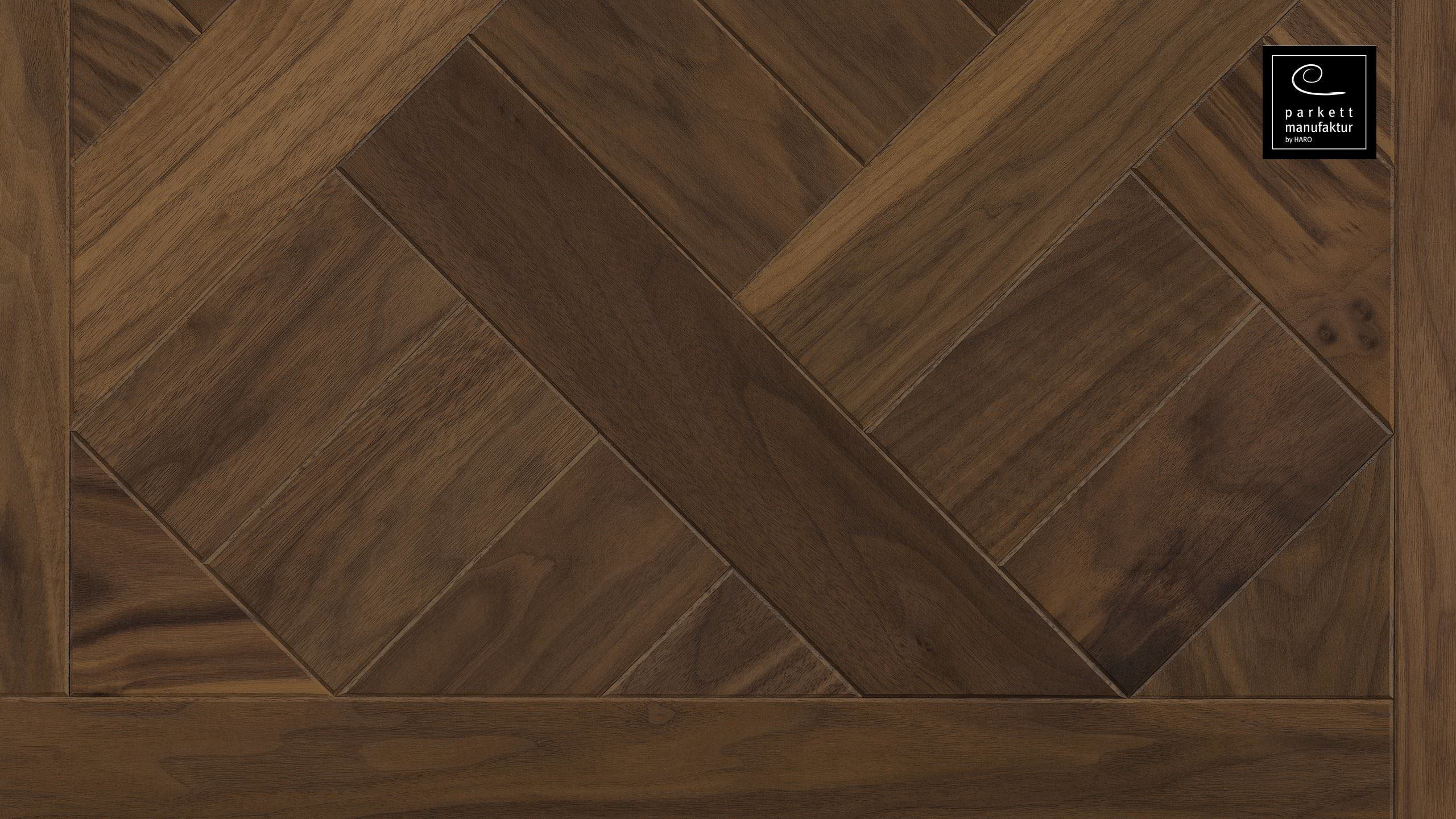 parkettmanufaktur by HARO 18 mm Tiles Basket 4V American Walnut oleovera Tongue and Groove