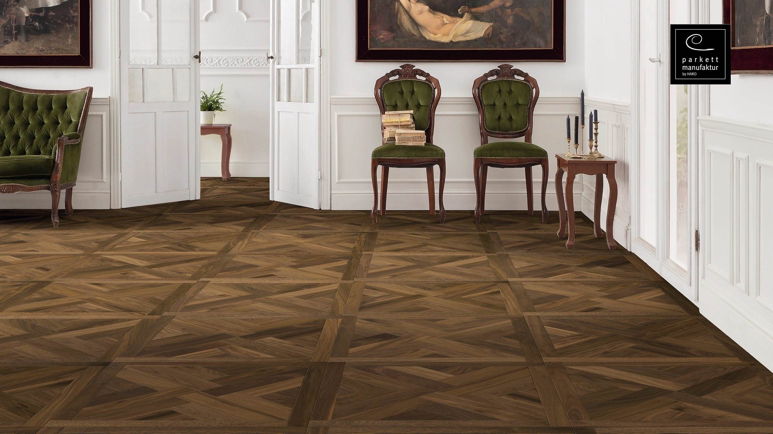 parkettmanufaktur by HARO 18 mm Tiles St. Andrew 4V American Walnut oleovera Tongue and Groove