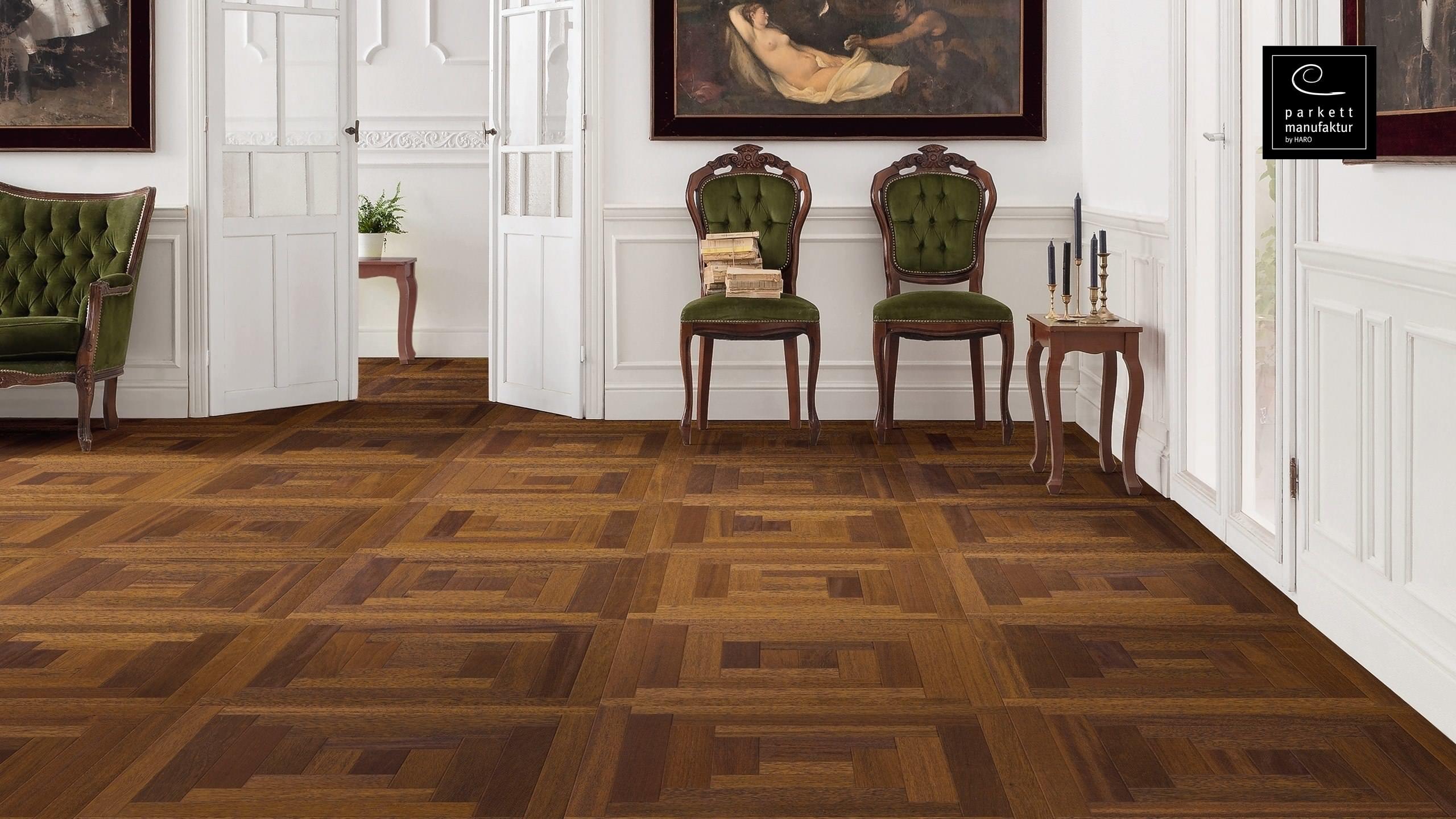 parkettmanufaktur by HARO 18 mm Tiles Loop 4V Merbau oleovera Tongue and Groove