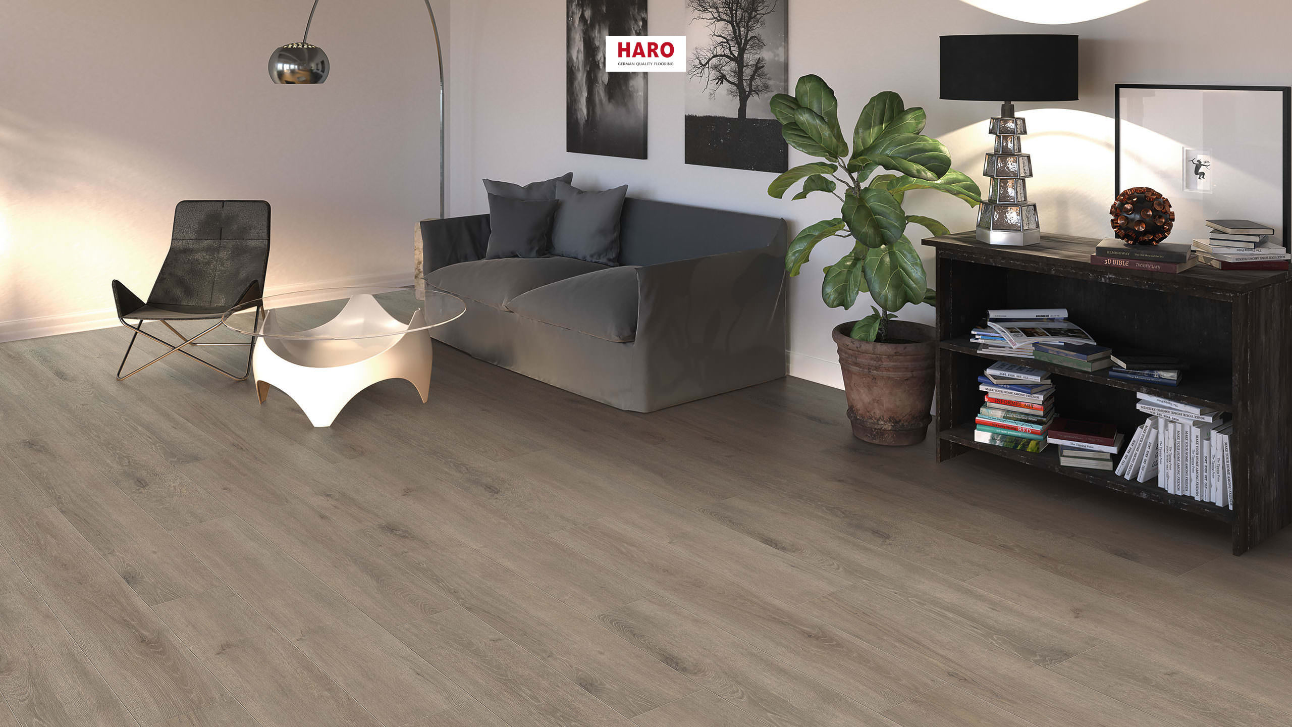 HARO Laminate Floor TRITTY 200 Aqua Plank 1-Strip 4V Oak Veneto Mocca* authentic matt Top Connect