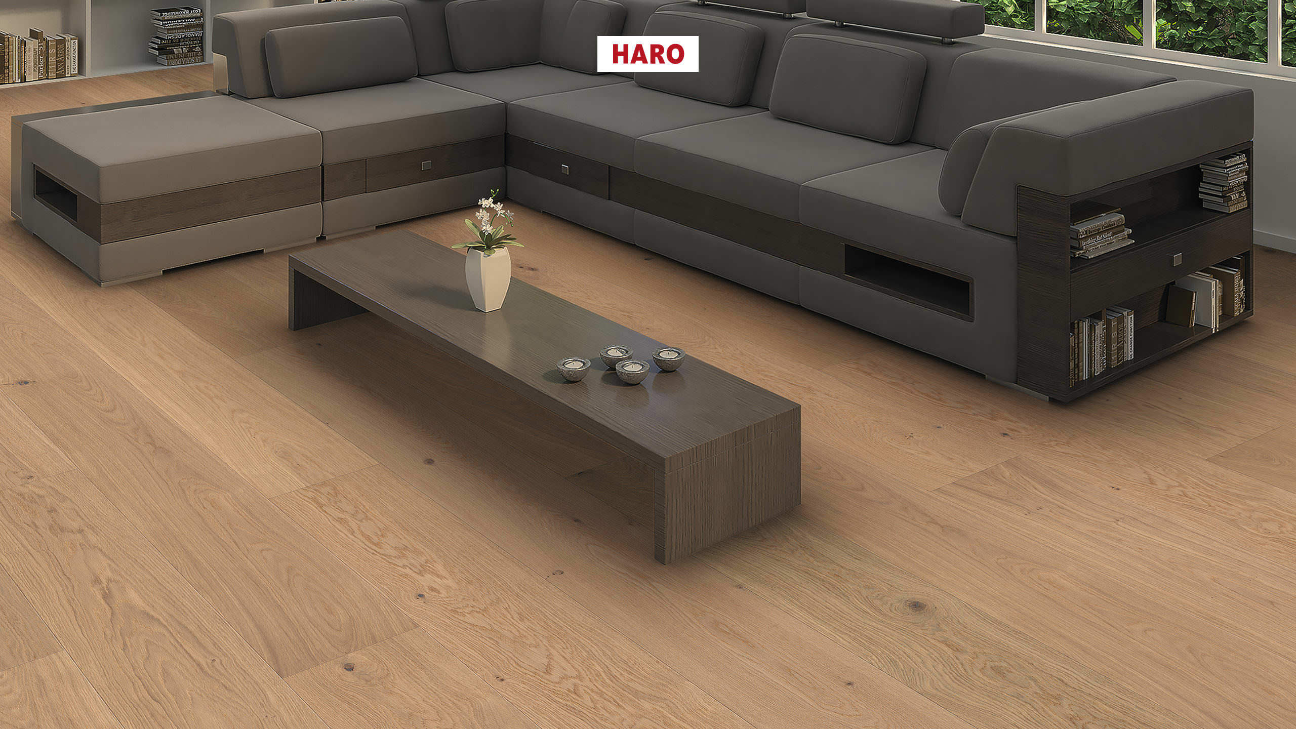 HARO PARQUET 4000 Plank 1-Strip Plaza 240 4V Oak Puro White Markant brushed naturaLin plus Top Connect