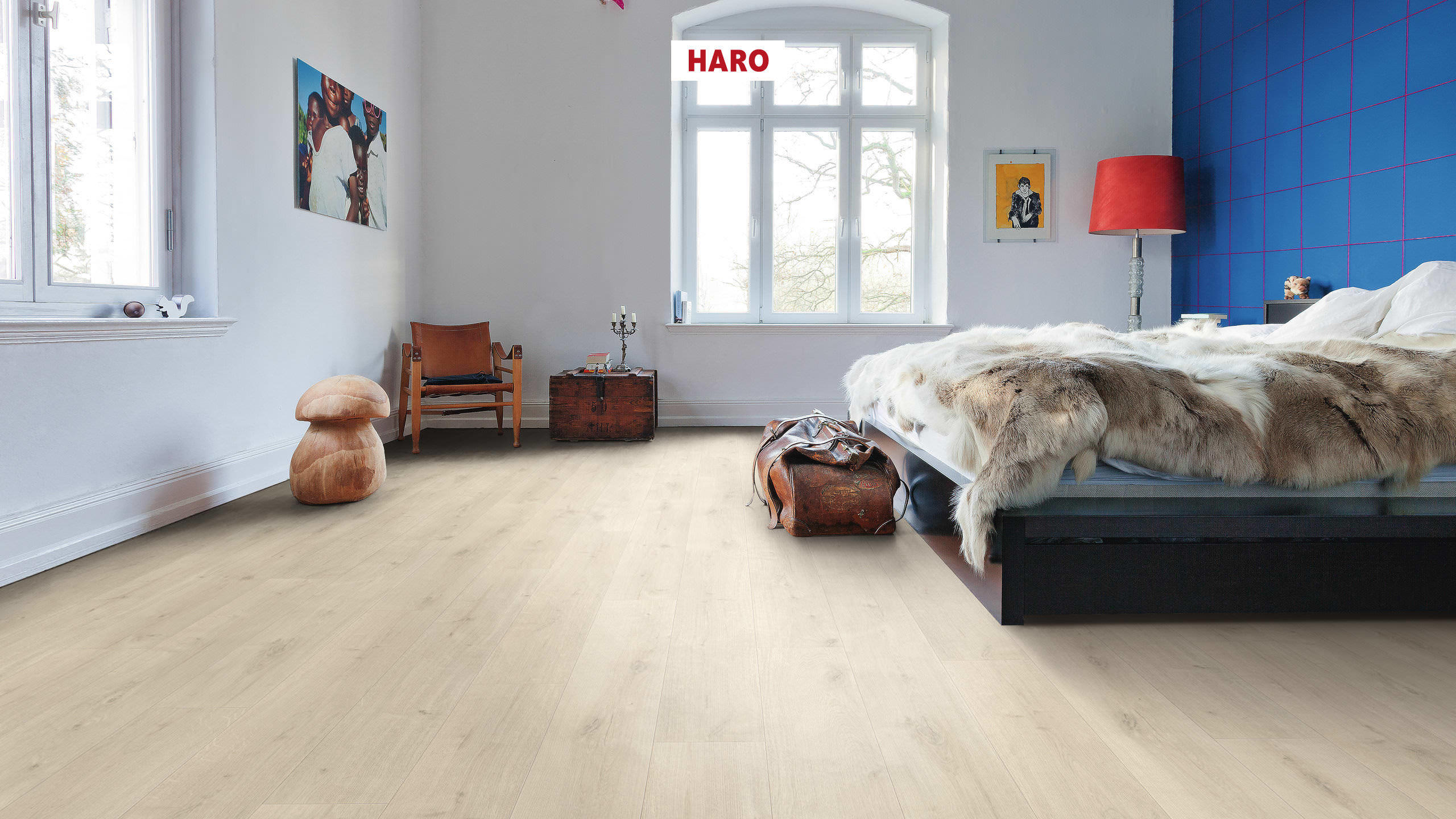 HARO Laminate Floor TRITTY 90 Plank 1-Strip 4V Oak Savona White* soft matt Top Connect