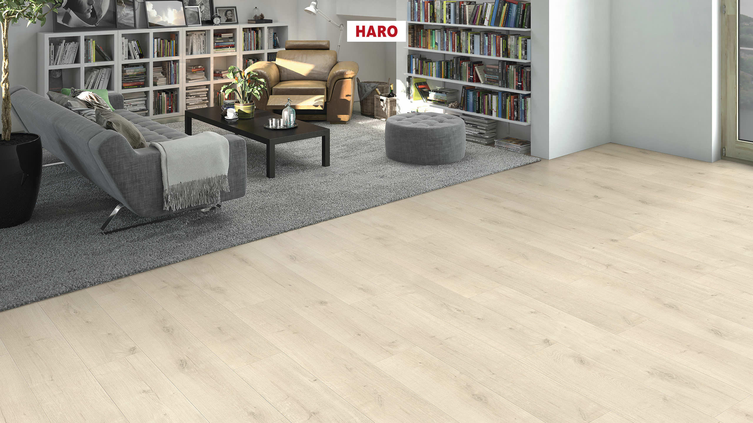 HARO Laminate Floor TRITTY 90 Plank 1-Strip 4V Oak Savona White* soft matt Top Connect
