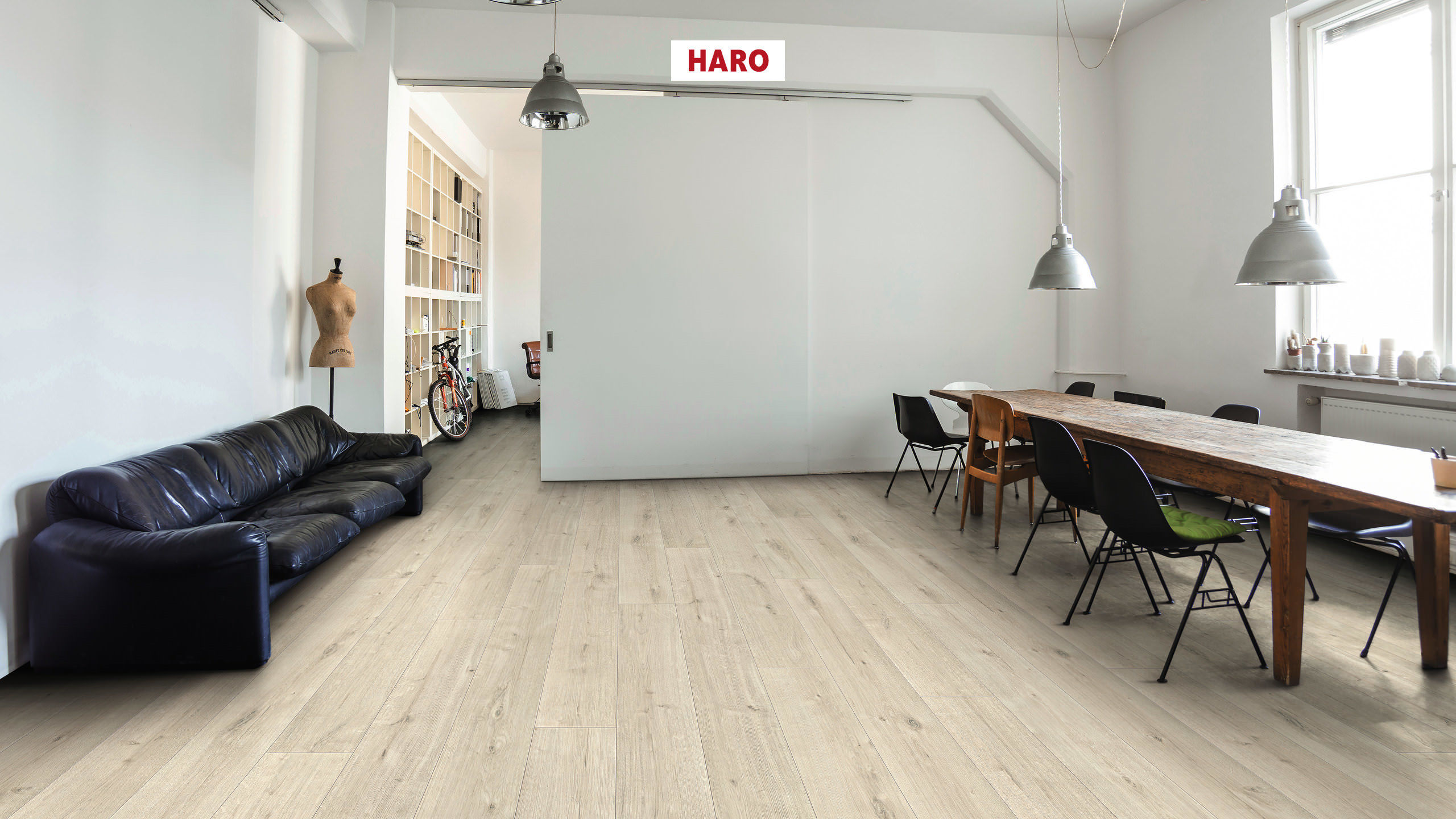 HARO Laminate Floor TRITTY 90 Plank 1-Strip 4V Oak Savona White* soft matt Top Connect