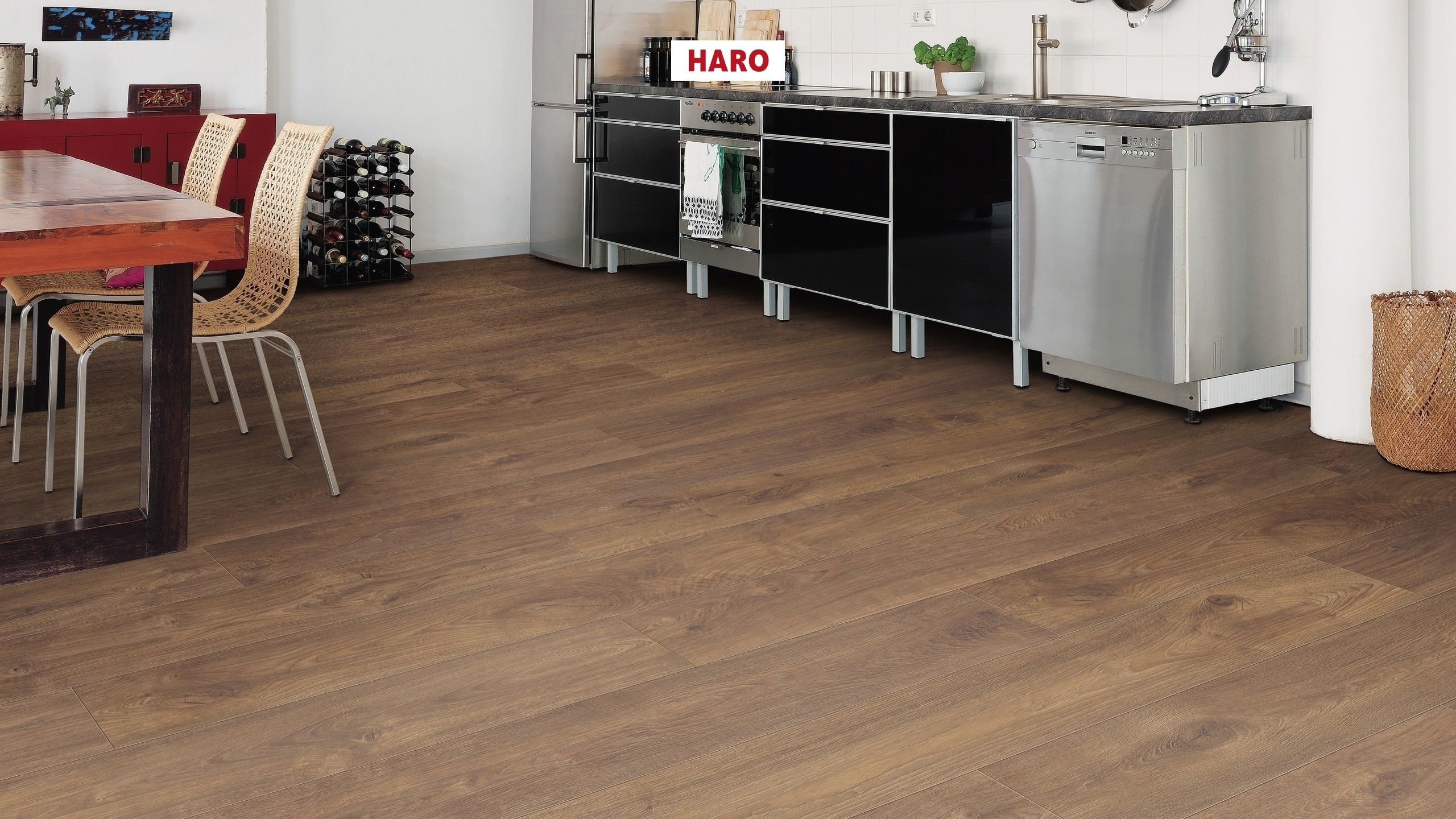 HARO Laminate Floor TRITTY 90 Plank 1-Strip 4V Oak Smoked heartwood* textured matt Top Connect
