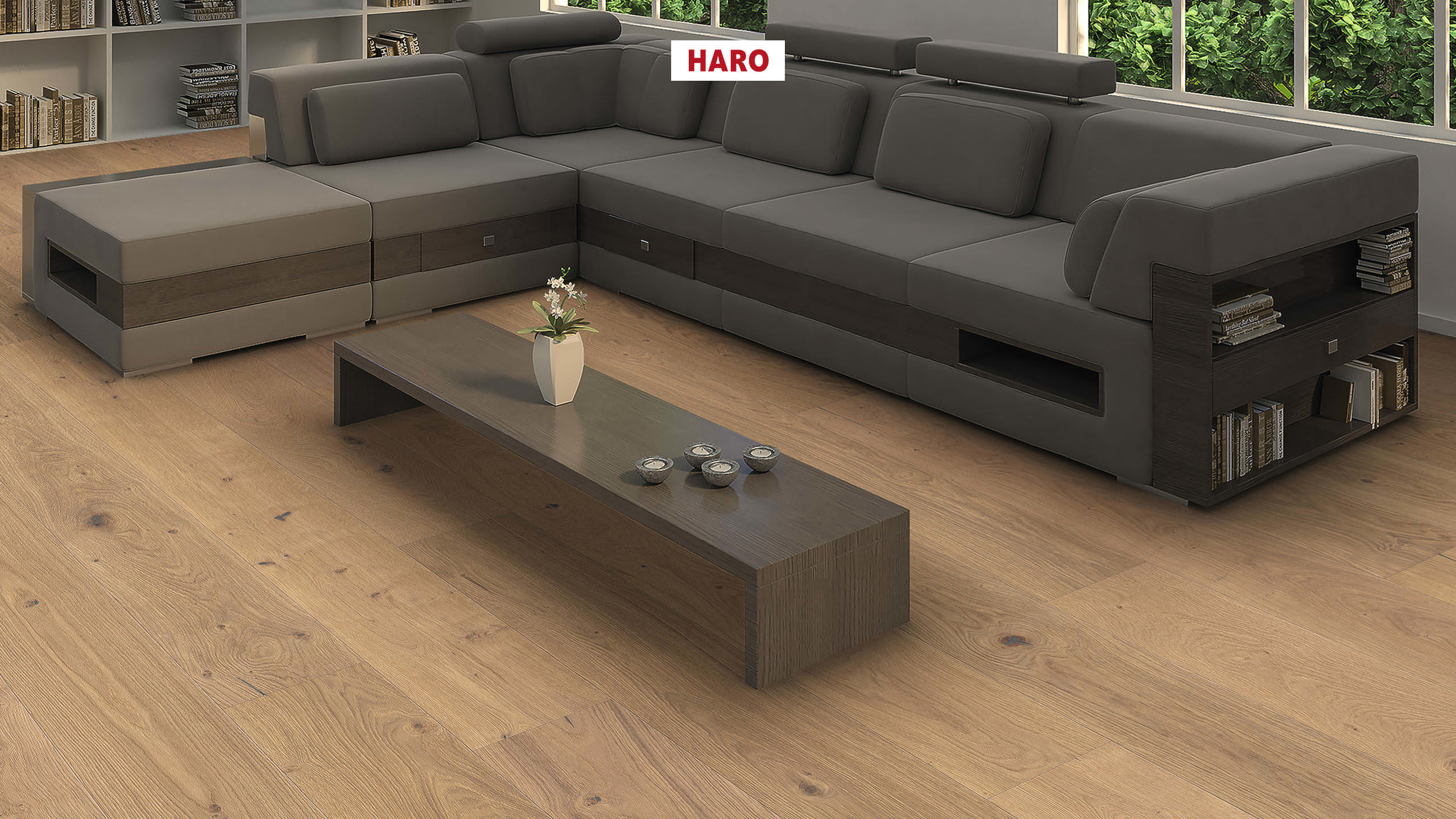 HARO PARQUET 4000 Plank 1-Strip Plaza 240 4V Oak Puro White Universal alpine brushed naturaLin plus Top Connect