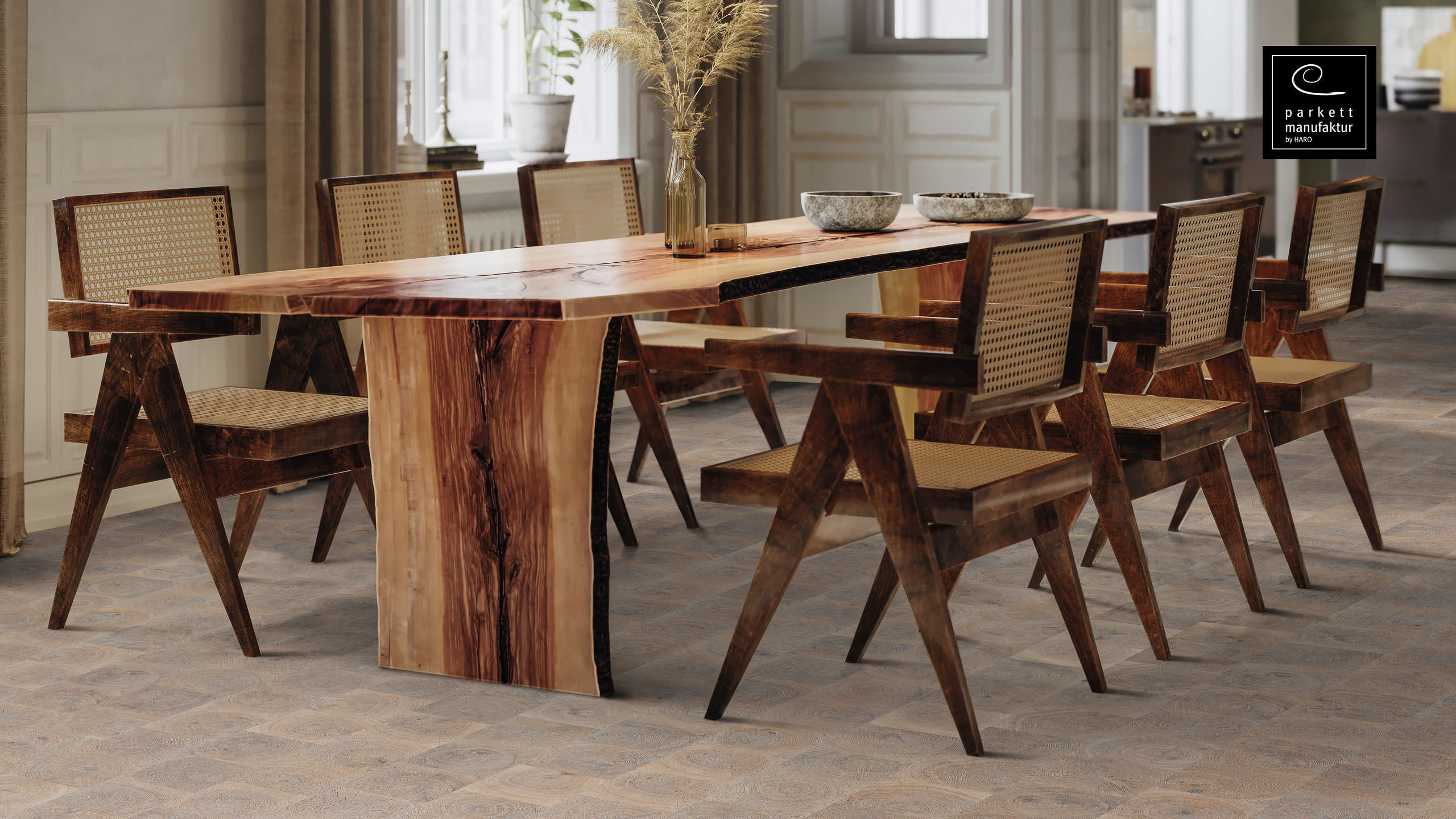 parkettmanufaktur by HARO 4000 Carré Oak Blue Grey Selectiv oleovera Tongue and Groove