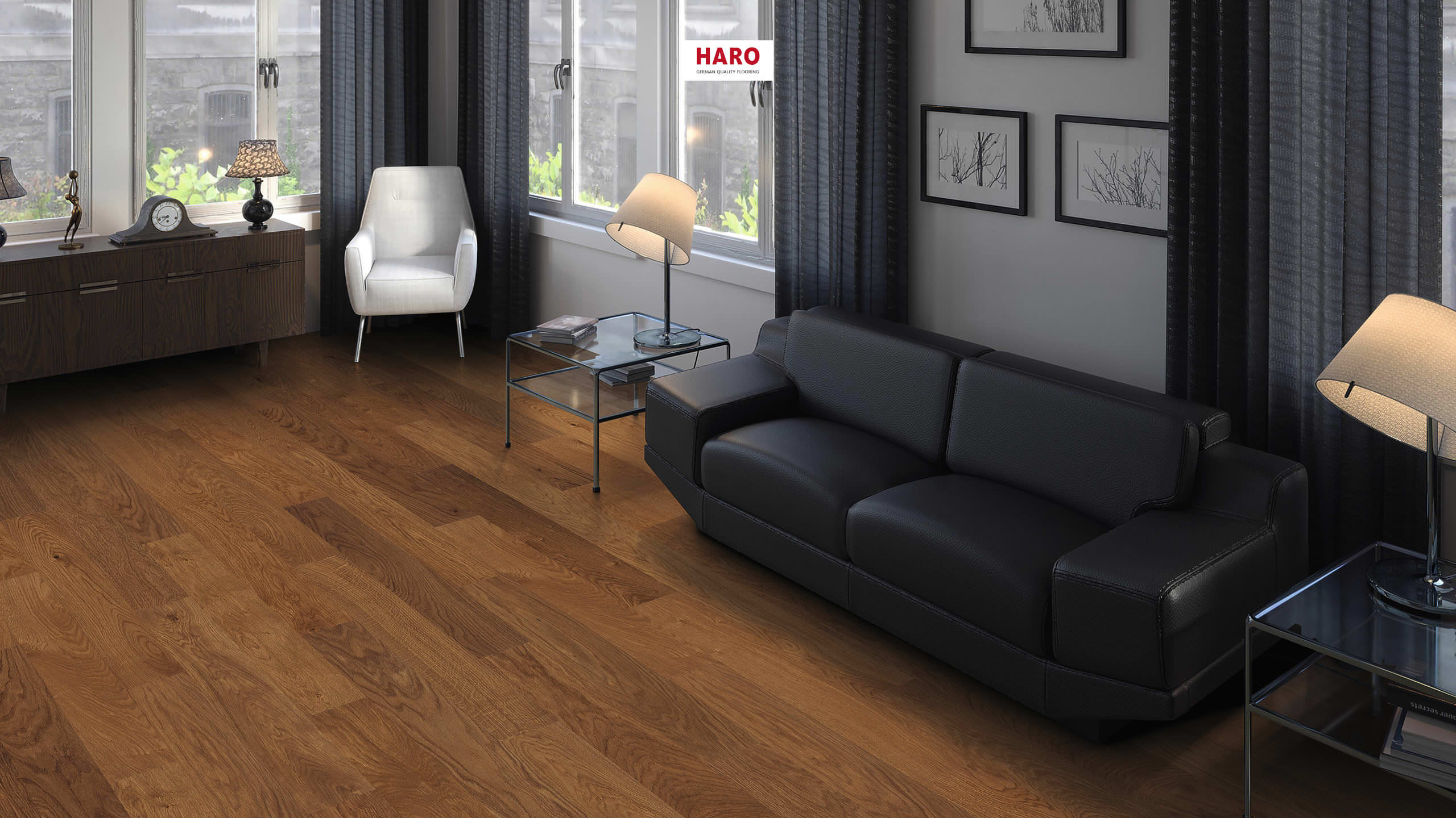 HARO PARQUET 4000 Plank 1-Strip Prestige Amber Oak Markant brushed naturaLin plus Tongue and Groove