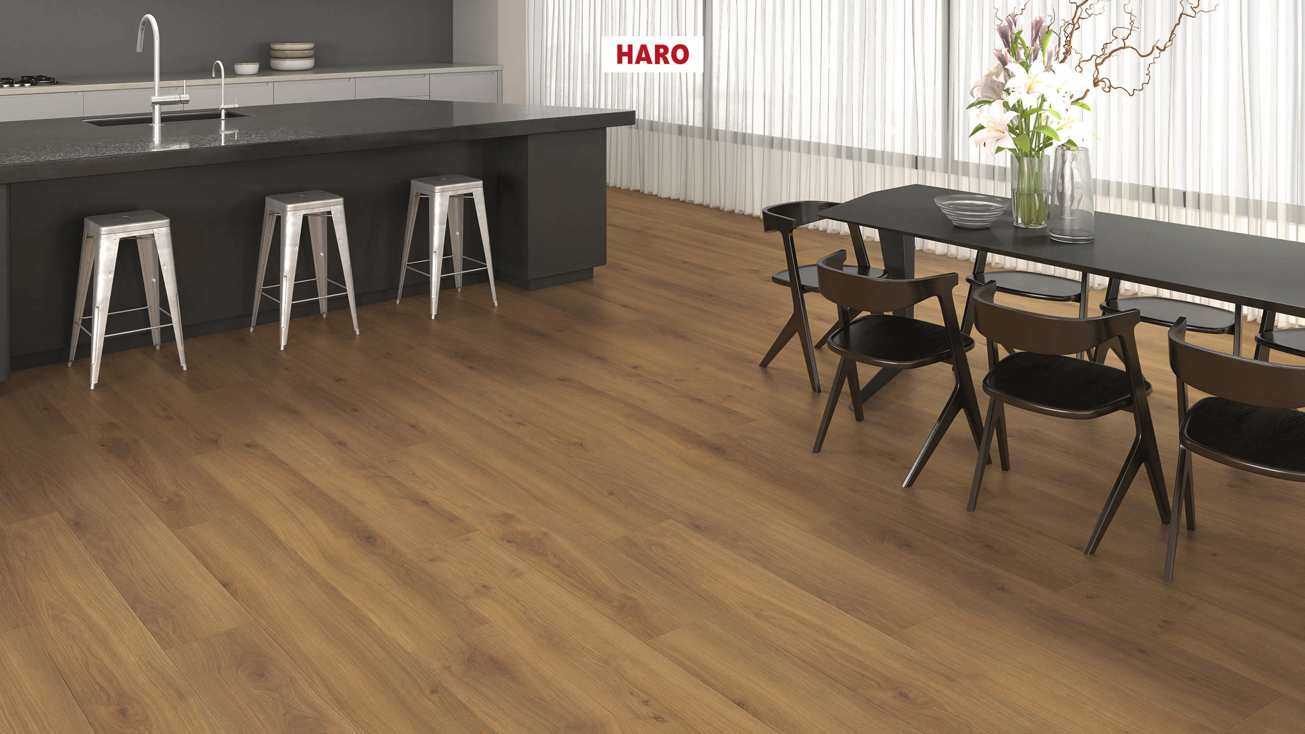 HARO Laminate Floor TRITTY 200 Aqua Plank 1-Strip 4V Oak Emilia Honey* authentic soft Top Connect