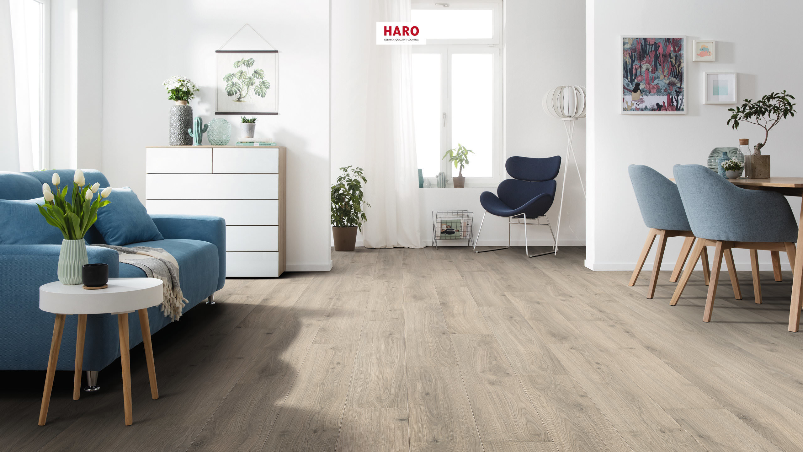 HARO Laminate Floor TRITTY 200 Aqua Plank 1-Strip 4V Oak Emilia Velvet Grey* authentic soft Silent Pro Top Connect