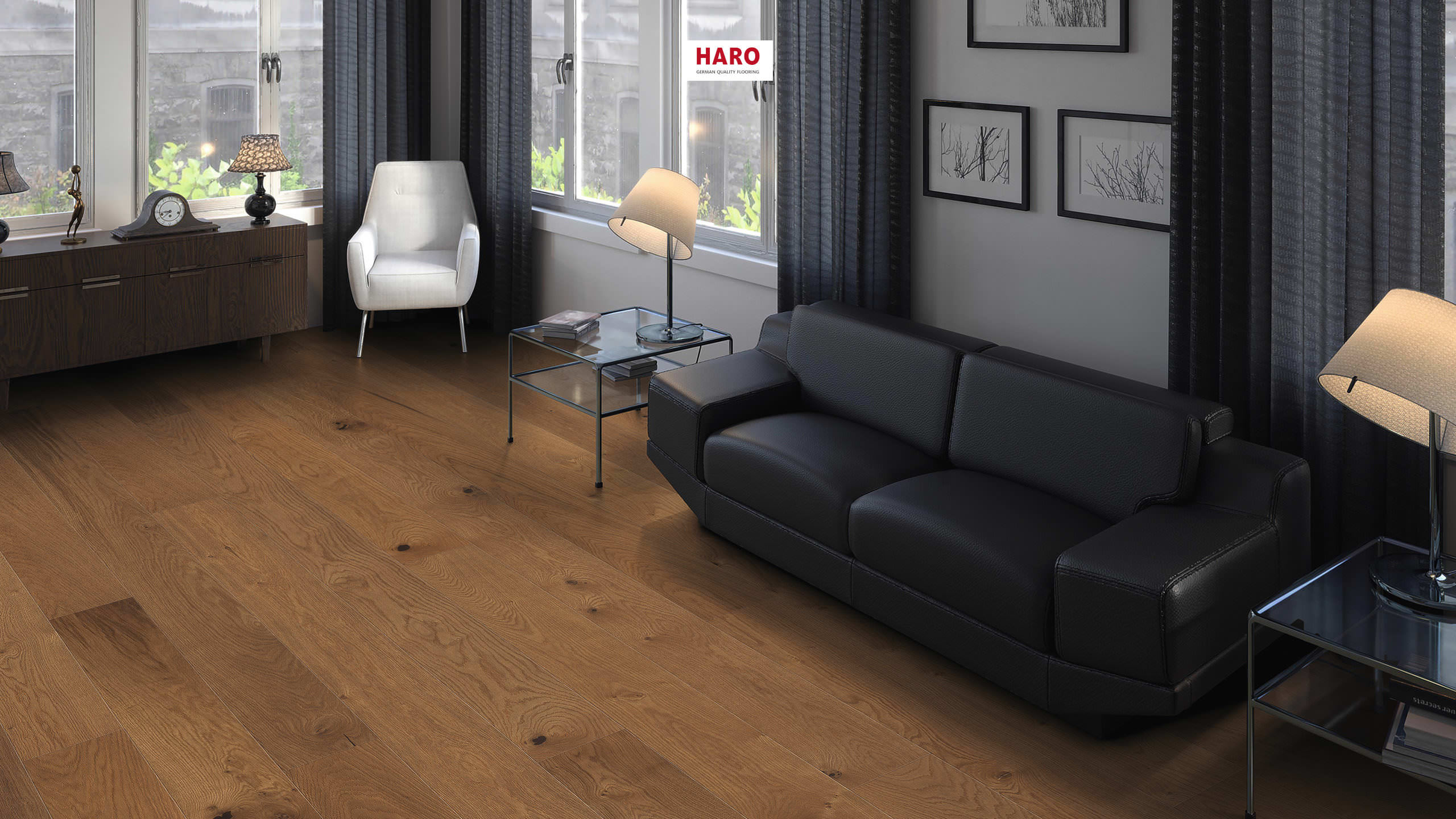 HARO PARQUET 4000 Plank 1-Strip Maxim 4V Amber Oak Sauvage brushed naturaLin plus Tongue and Groove