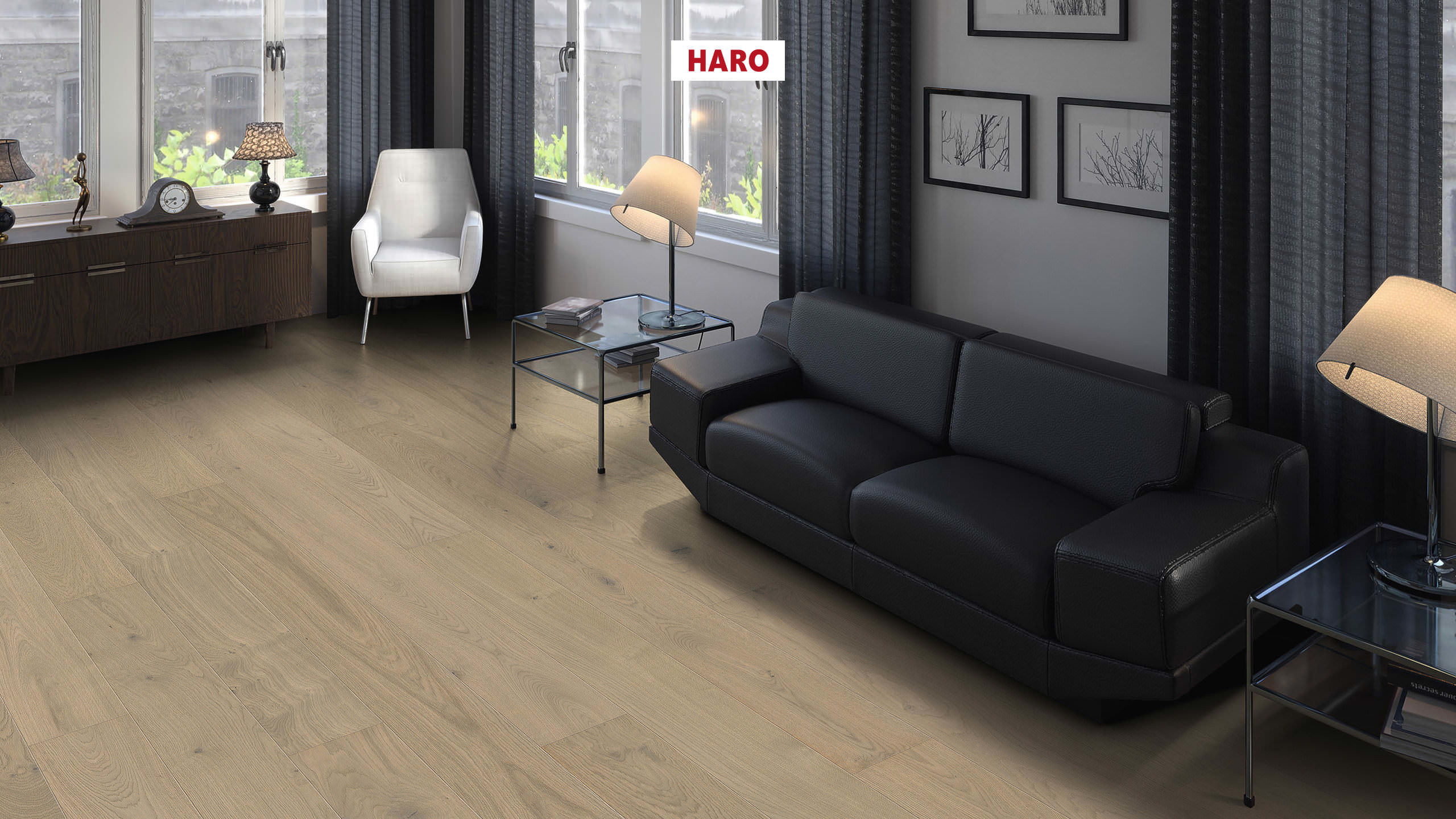 HARO PARQUET 4000 Plank 1-Strip Maxim 4V Oak Sand Grey Markant brushed naturaDur Tongue and Groove