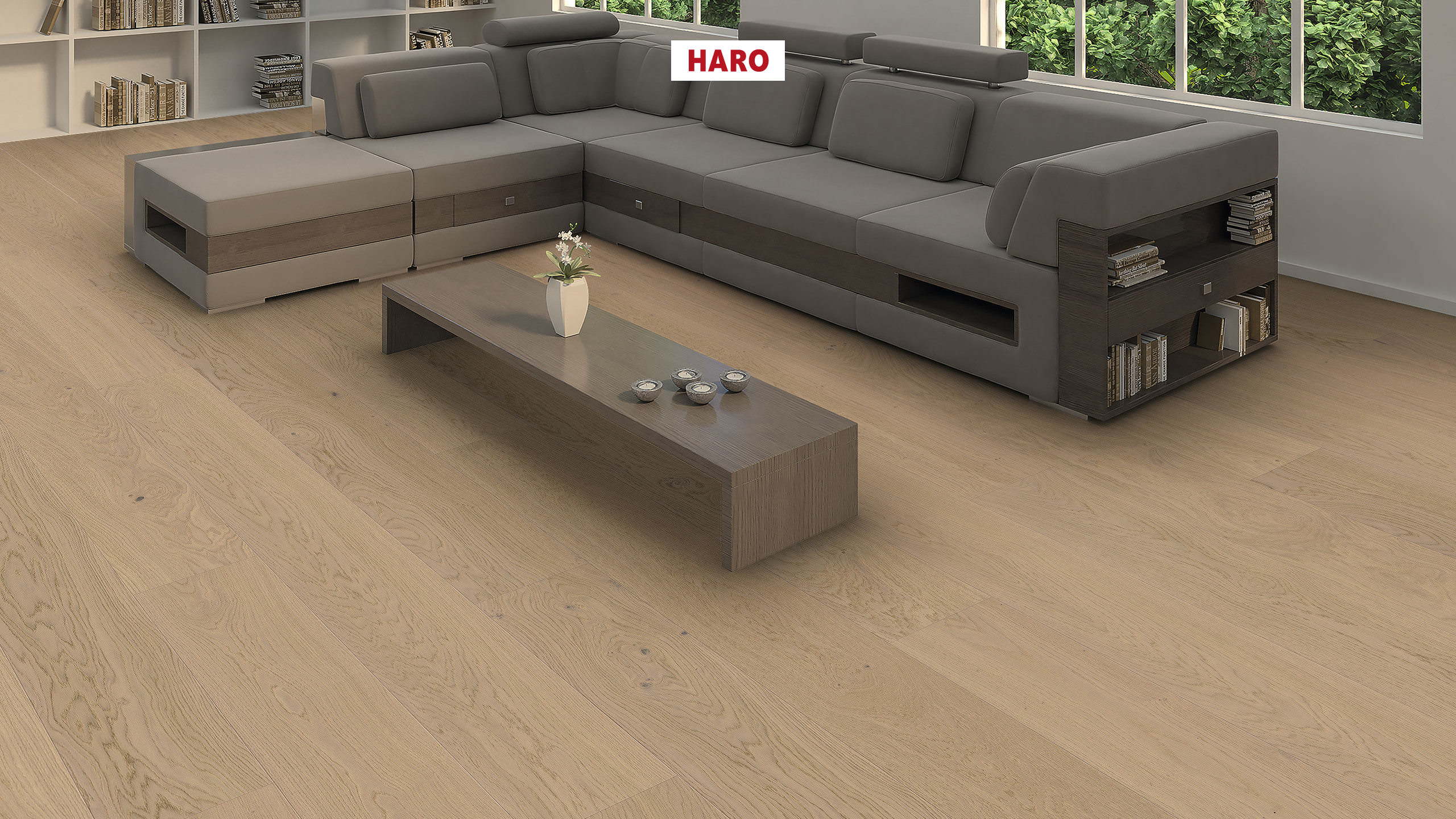 HARO PARQUET 4000 Plank 1-Strip Plaza 240 4V Oak Sand Grey Markant brushed naturaDur Top Connect
