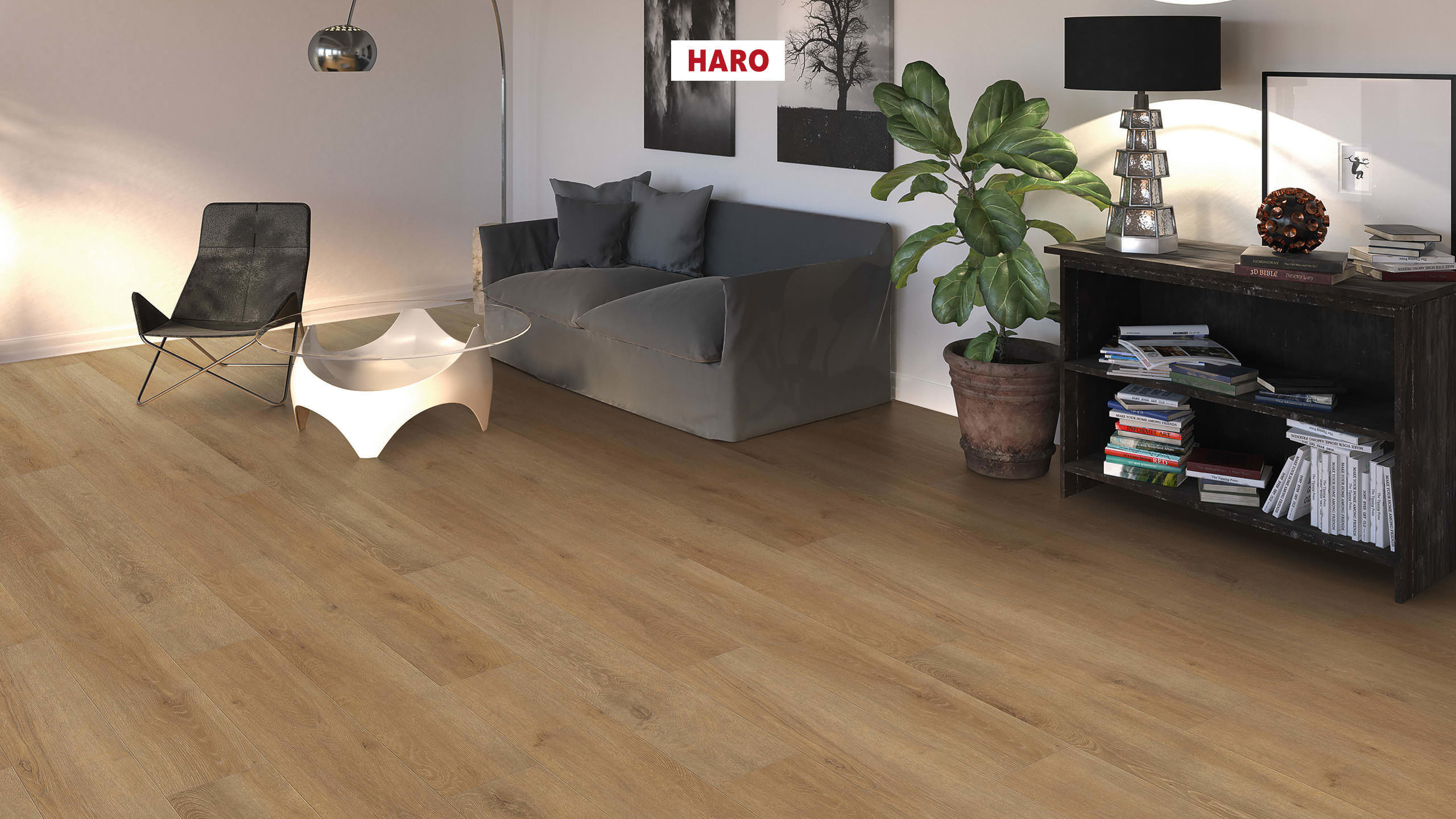HARO Laminate Floor TRITTY 100 Plank 1-Strip 4V Oak Veneto Nature* authentic matt Top Connect