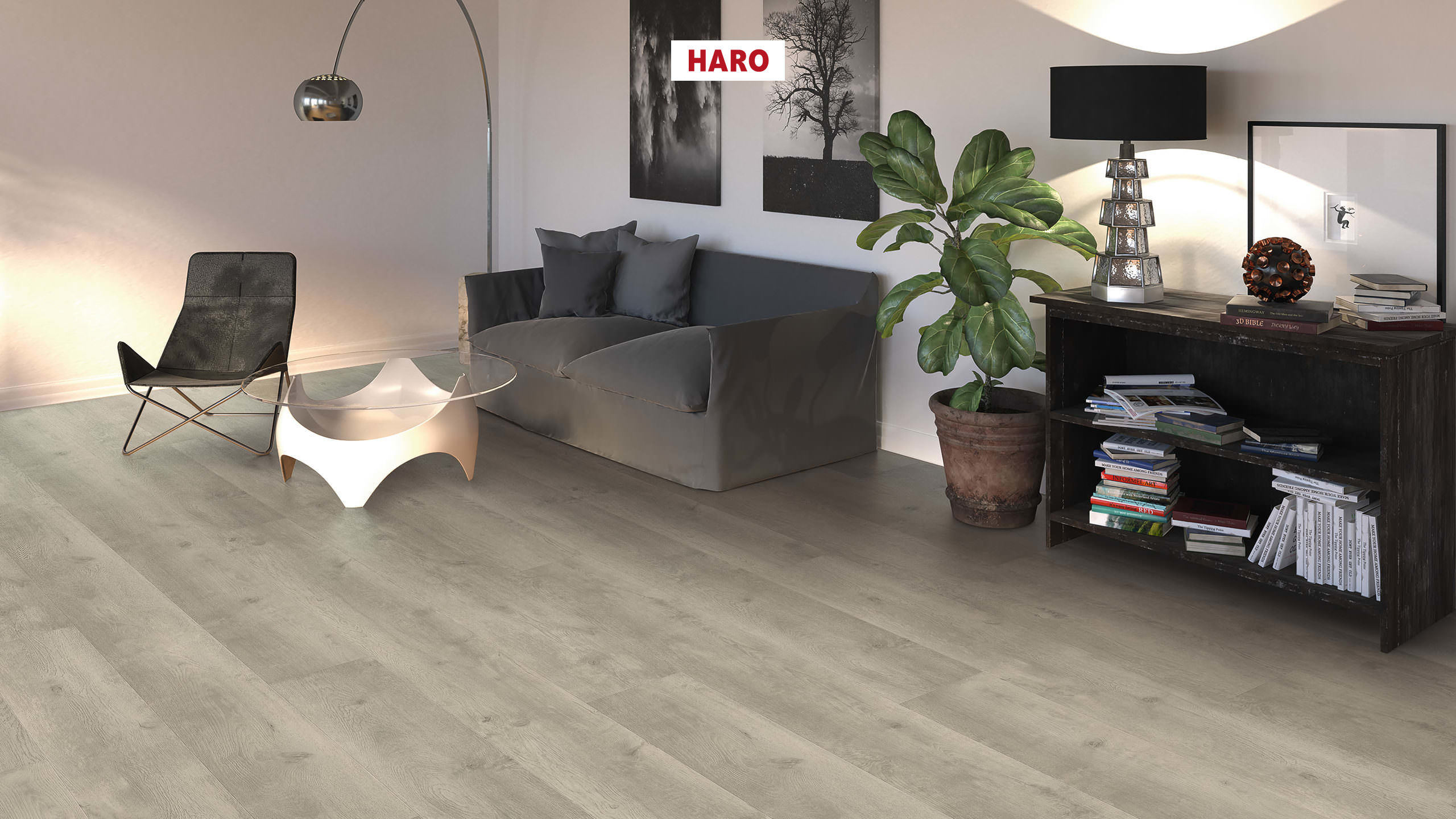 HARO Laminate Floor TRITTY 100 Gran Via 4V Oak Bergamo Silver Grey* authentic soft Silent Pro Top Connect