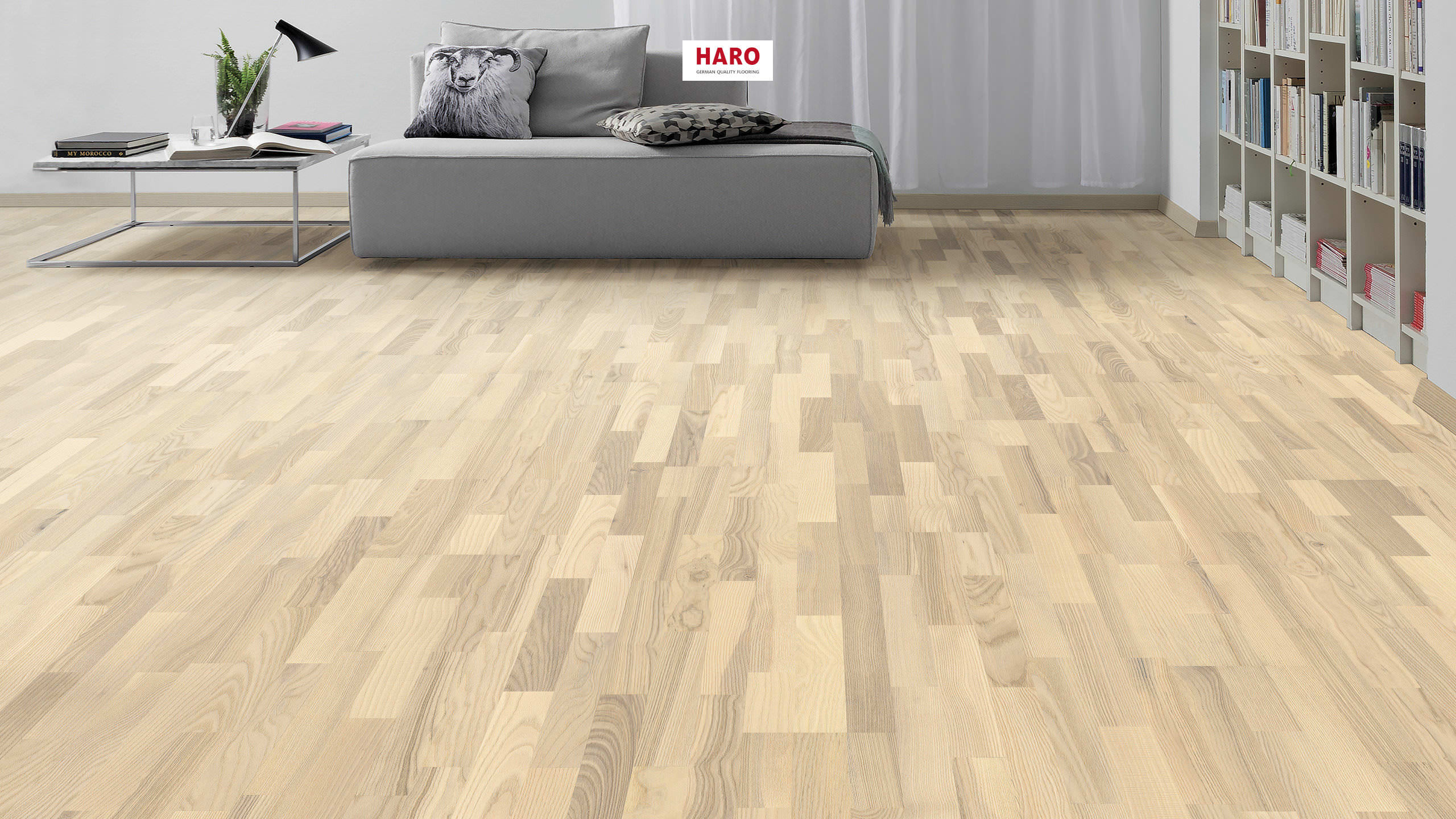 HARO PARQUET 4000 Longstrip Ash Light White Favorit brushed naturaDur Top Connect