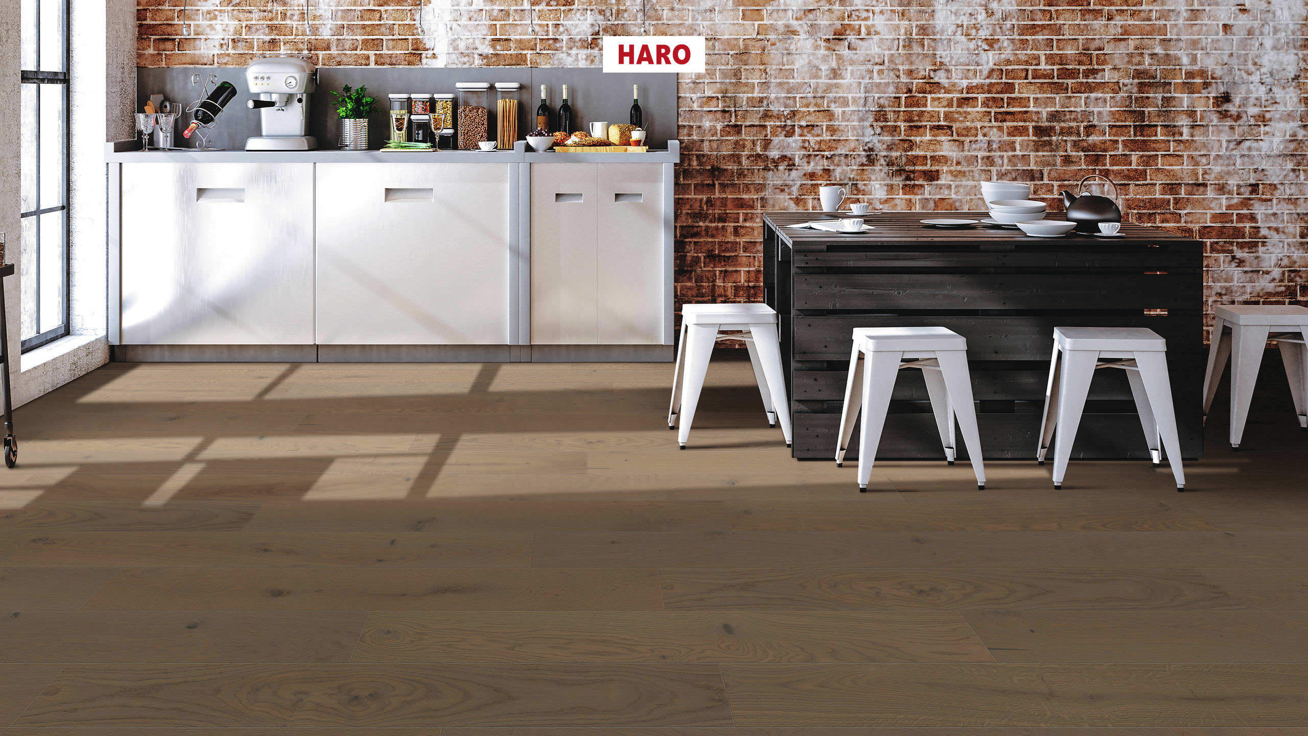 HARO PARQUET 4000 Plank 1-Strip Duna 4V Oak Sand Grey Sauvage brushed naturaLin plus Tongue and Groove