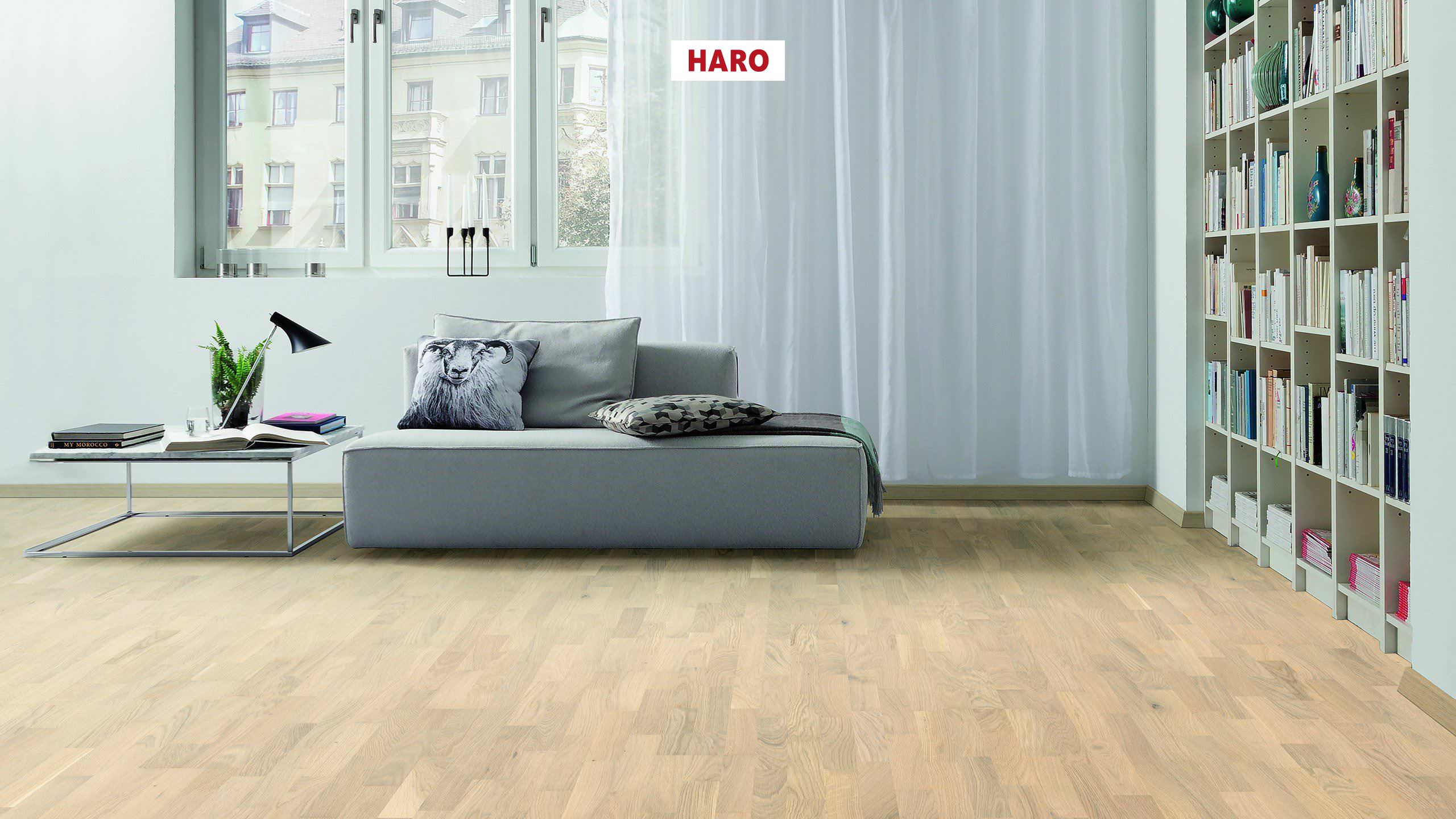 HARO PARQUET 4000 Longstrip Oak Light White Family brushed permaDur Top Connect