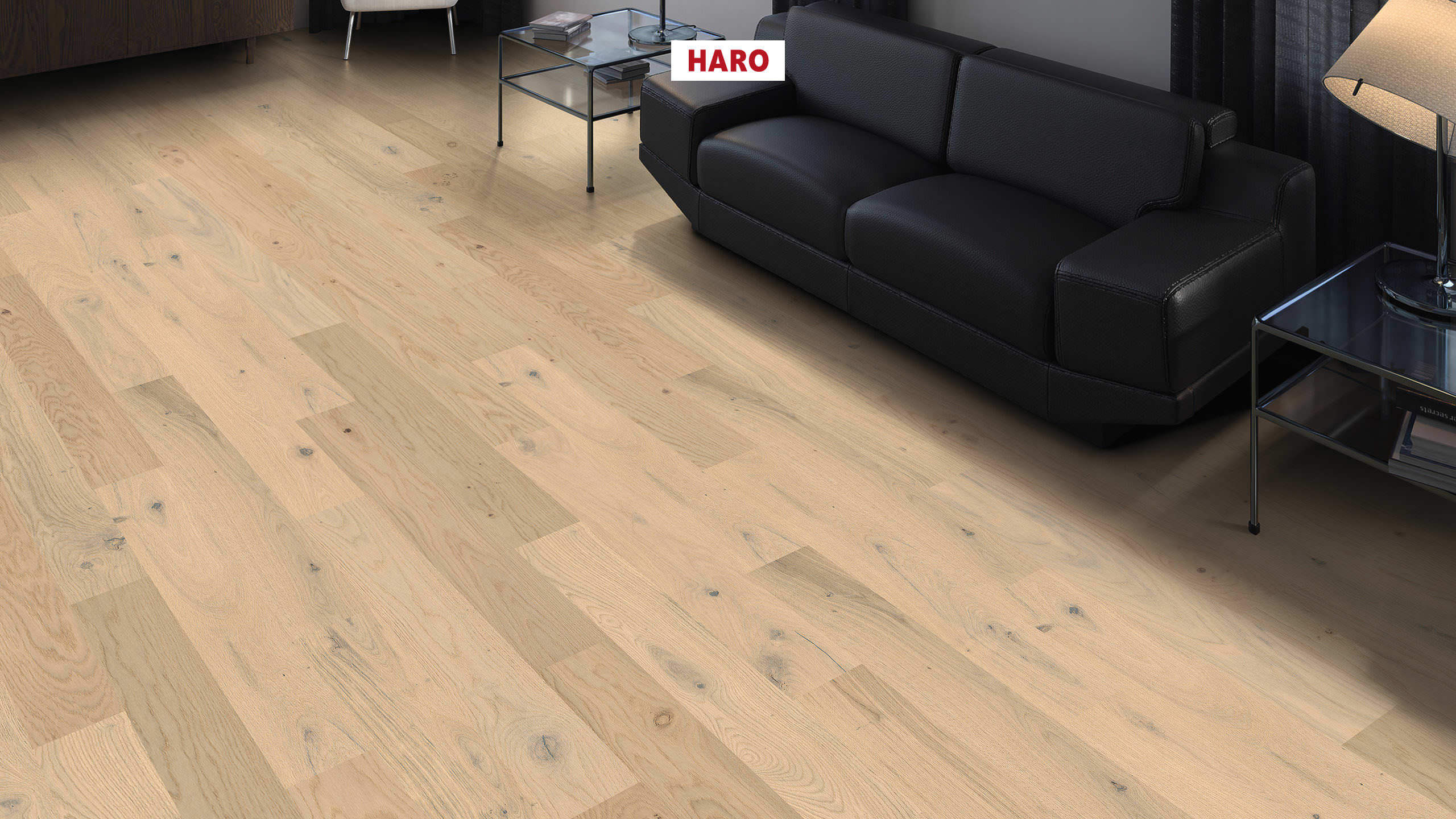 HARO PARQUET 4000 Plank 1-Strip Prestige Oak Light White Sauvage brushed naturaDur Tongue and Groove
