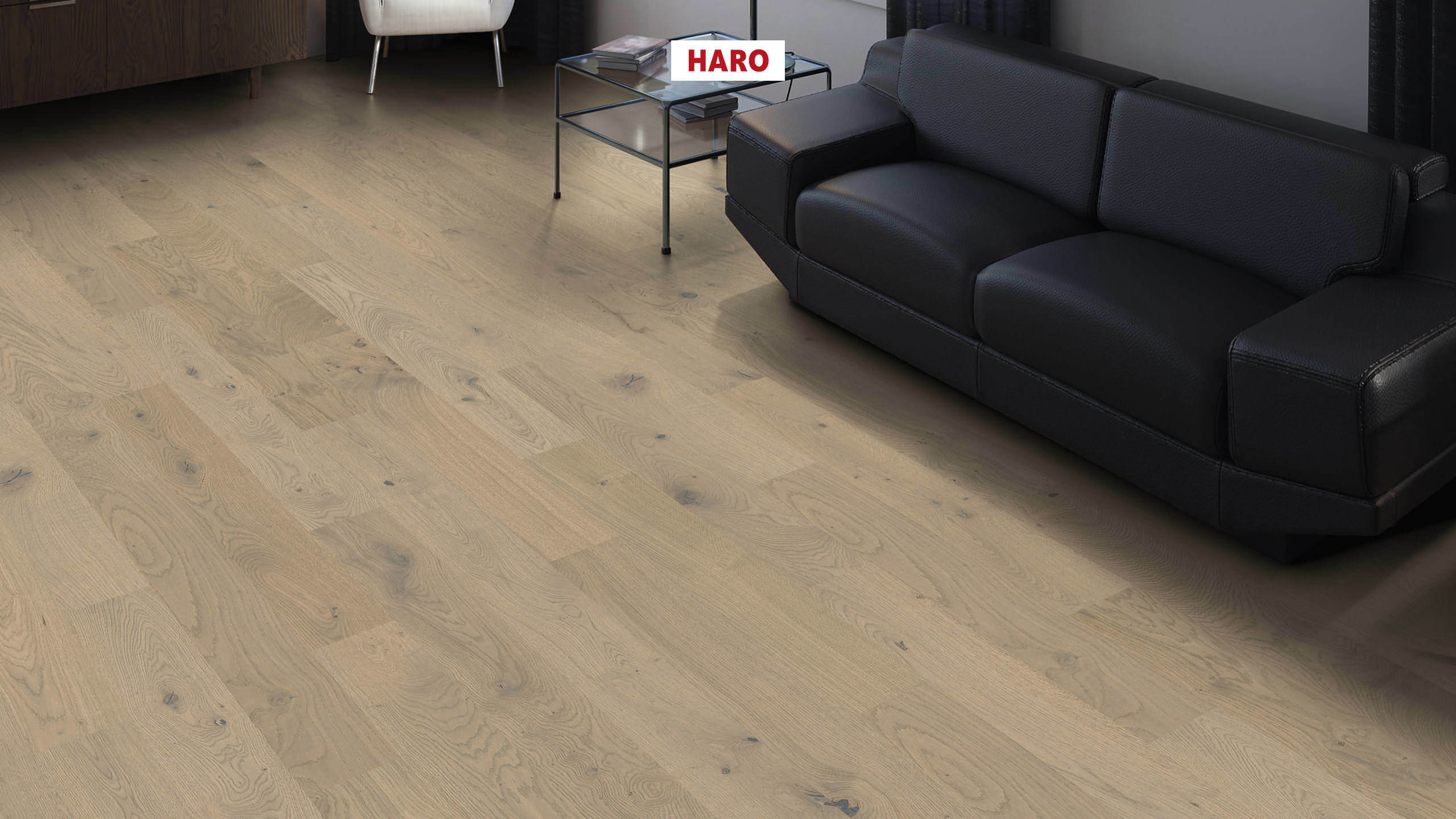 HARO PARQUET 4000 Plank 1-Strip Prestige Oak Sand Grey Sauvage brushed naturaDur Tongue and Groove