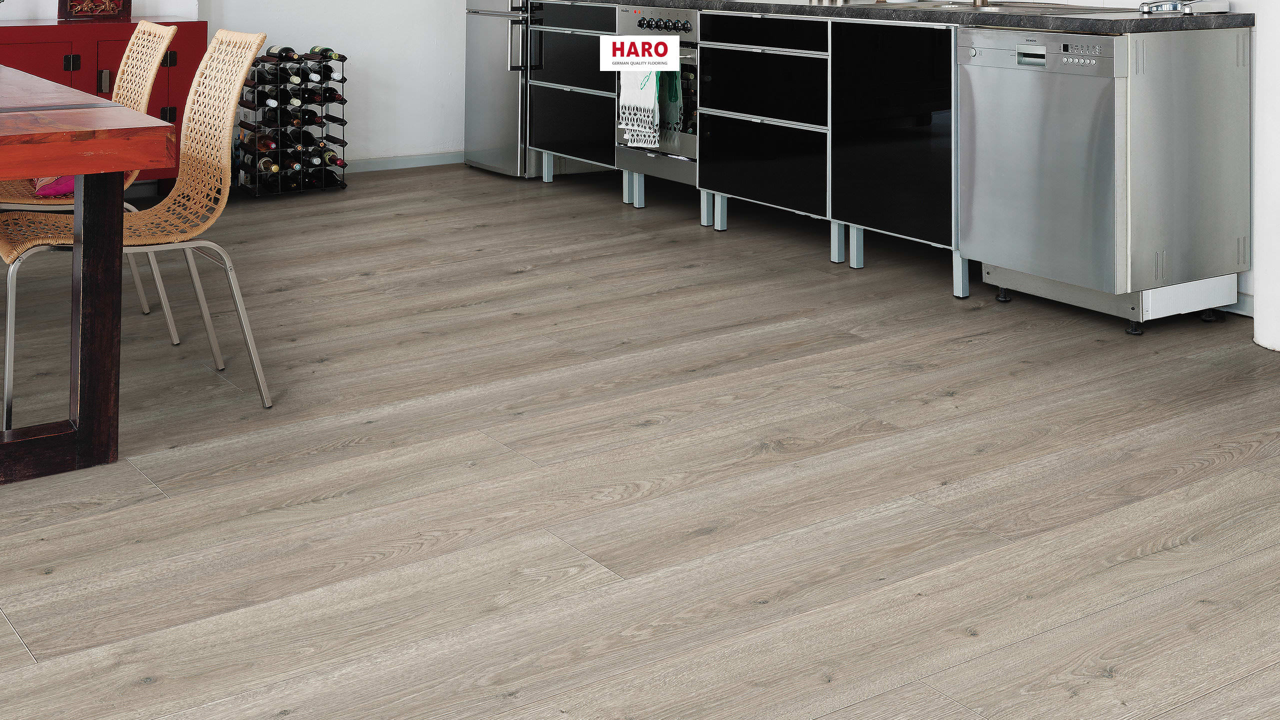 HARO Laminate Floor TRITTY 200 Aqua Plank 1-Strip 4V Oak Flavia Grey* authentic Silent Pro Top Connect