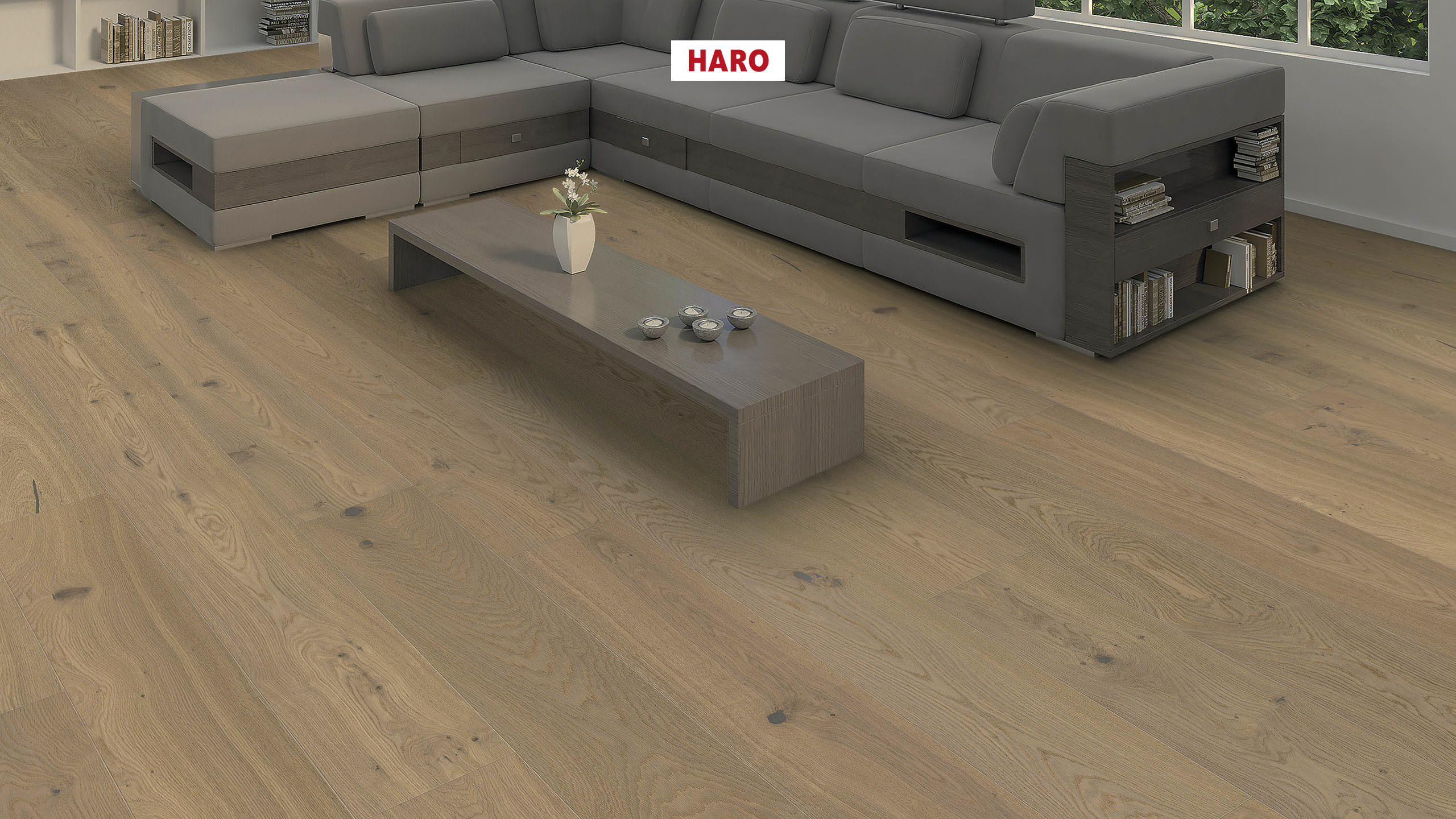 HARO PARQUET 4000 Plank 1-Strip Plaza 240 4V Fumed Oak Puro White Universal brushed naturaLin plus Top Connect