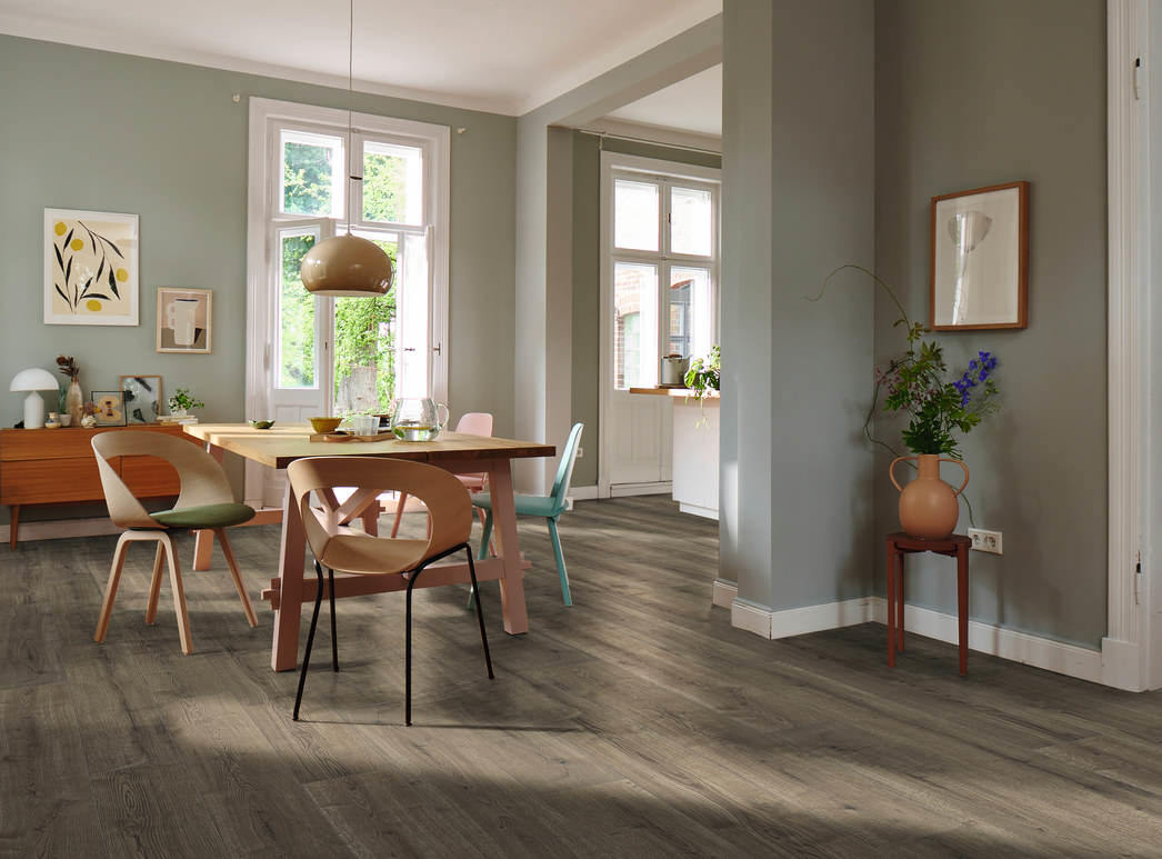 HARO Suelo laminado TRITTY 90 1-lama 4V Roble Bari gris* authentic Silent Pro Top Connect