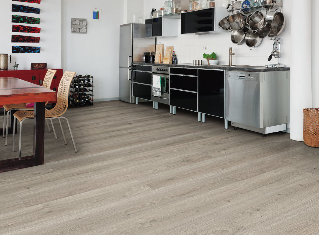HARO Suelo laminado TRITTY 100 1-lama 4V Roble Flavia gris* authentic Silent CT Top Connect