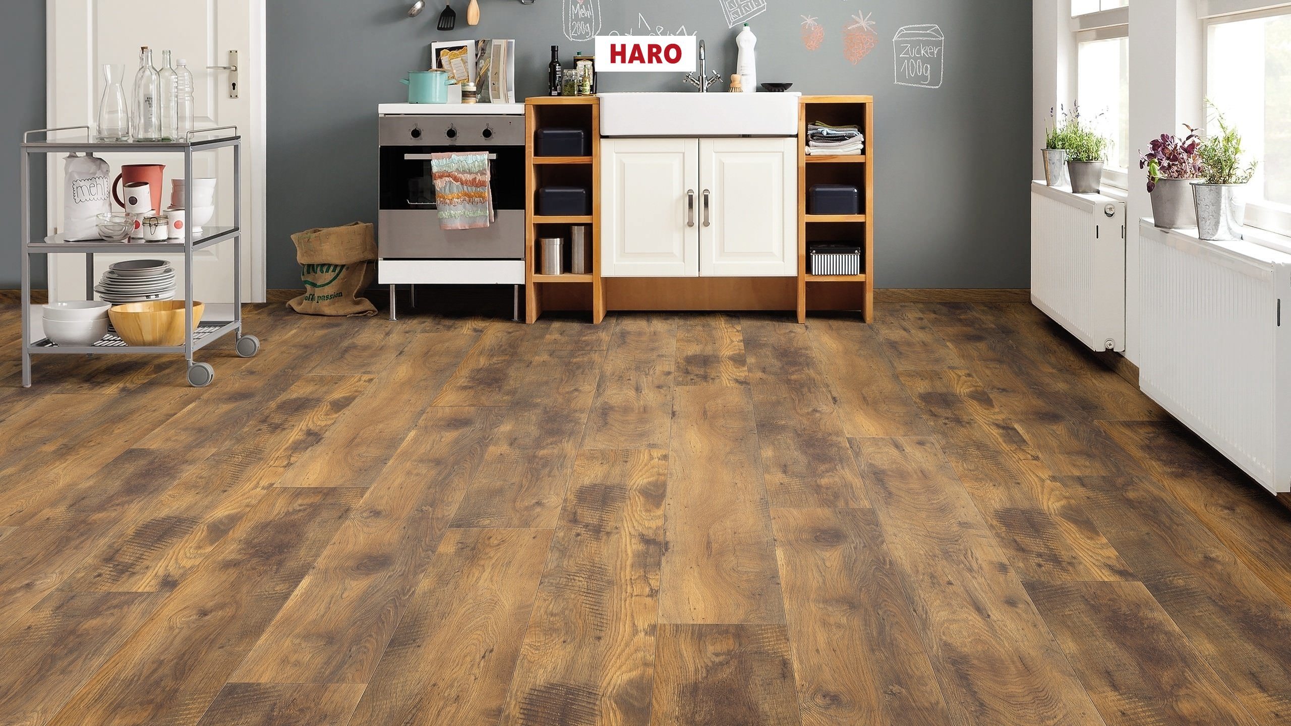 HARO Suelo laminado TRITTY 100 Gran Via 4V Roble Vintage* cepillado mate Silent CT Top Connect