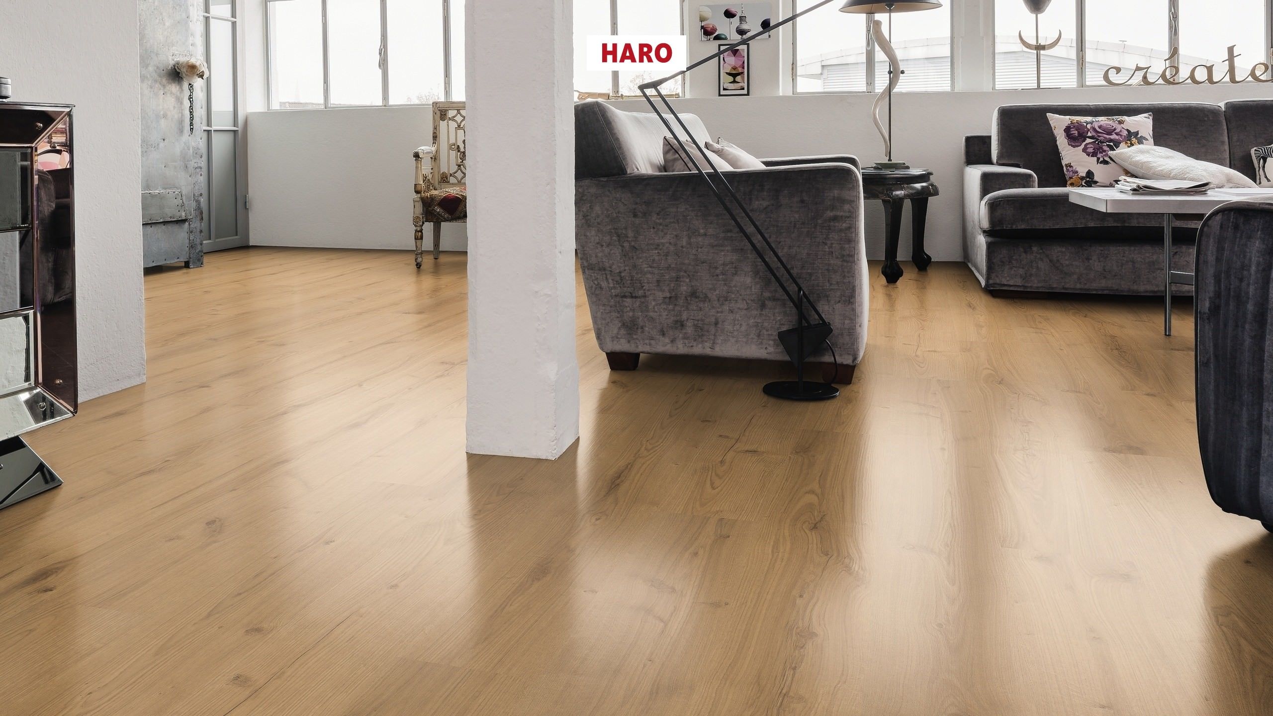 HARO Suelo laminado Edición especial NKL31 1-lama Roble Meran* cepillado mate Lock Connect plus