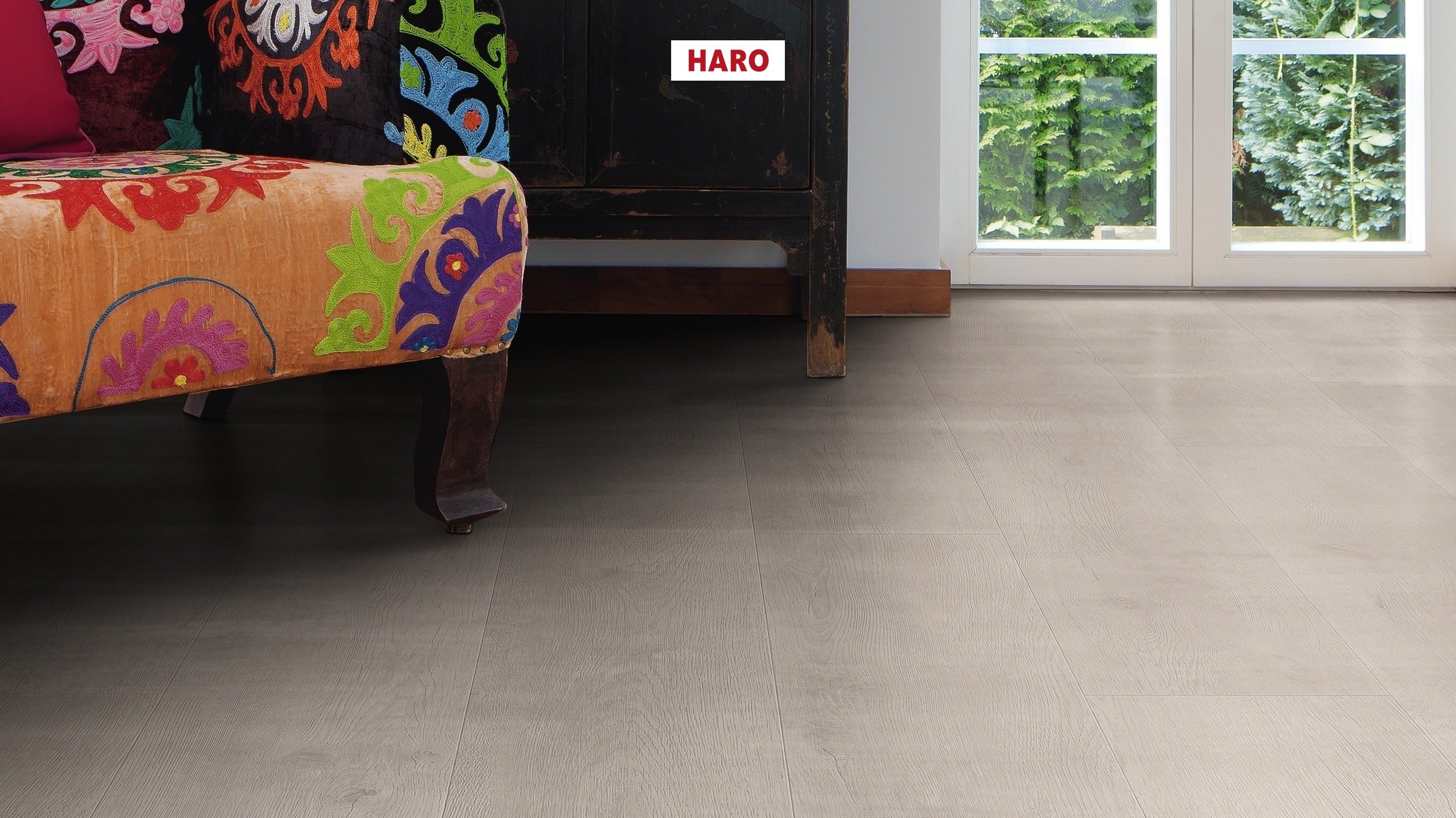 HARO Suelo laminado TRITTY 100 Campus 4V Roble Bergamo gris plata* authentic soft Silent CT Top Connect