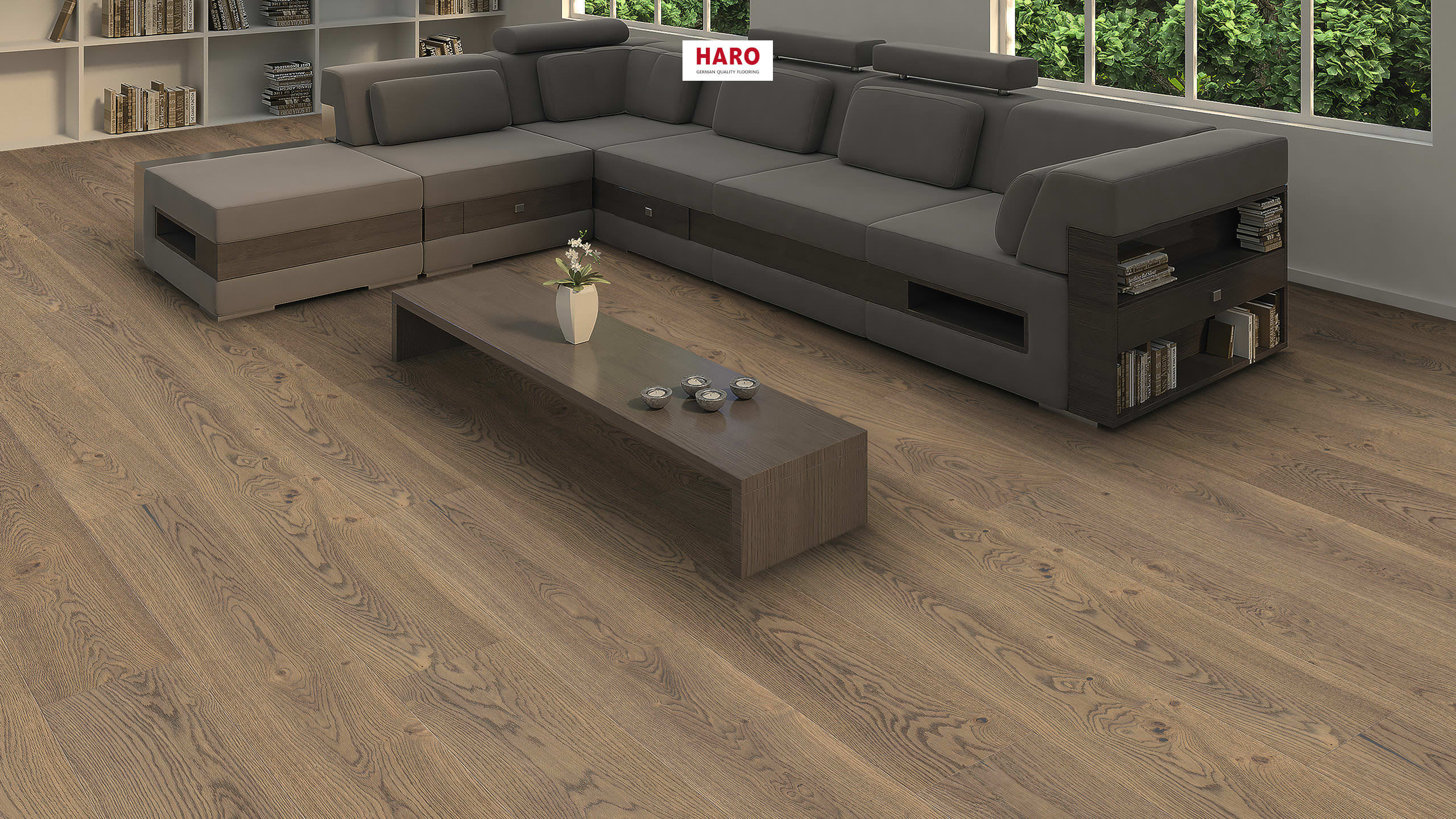 HARO PARQUET 4000 1-lama Plaza 240 4V Roble gris tabaco Universal alpin cepillado naturaLin plus Top Connect