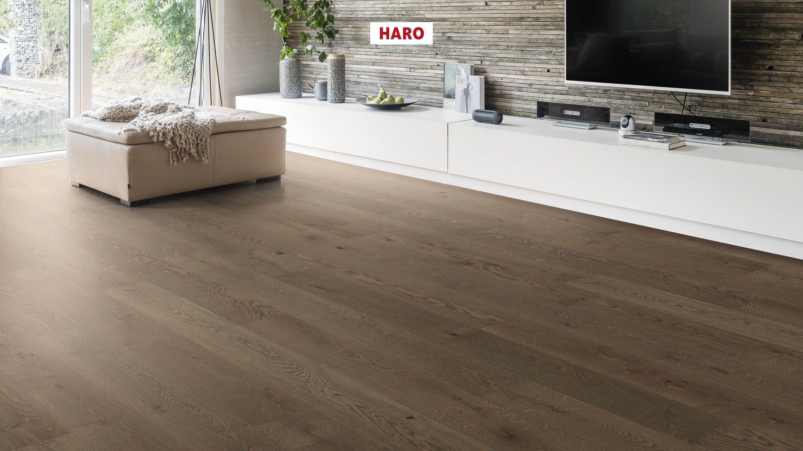 HARO PARQUET 4000 1-lama 180 4V Roble marrón carrizo Sauvage cepillado naturaLin plus Top Connect