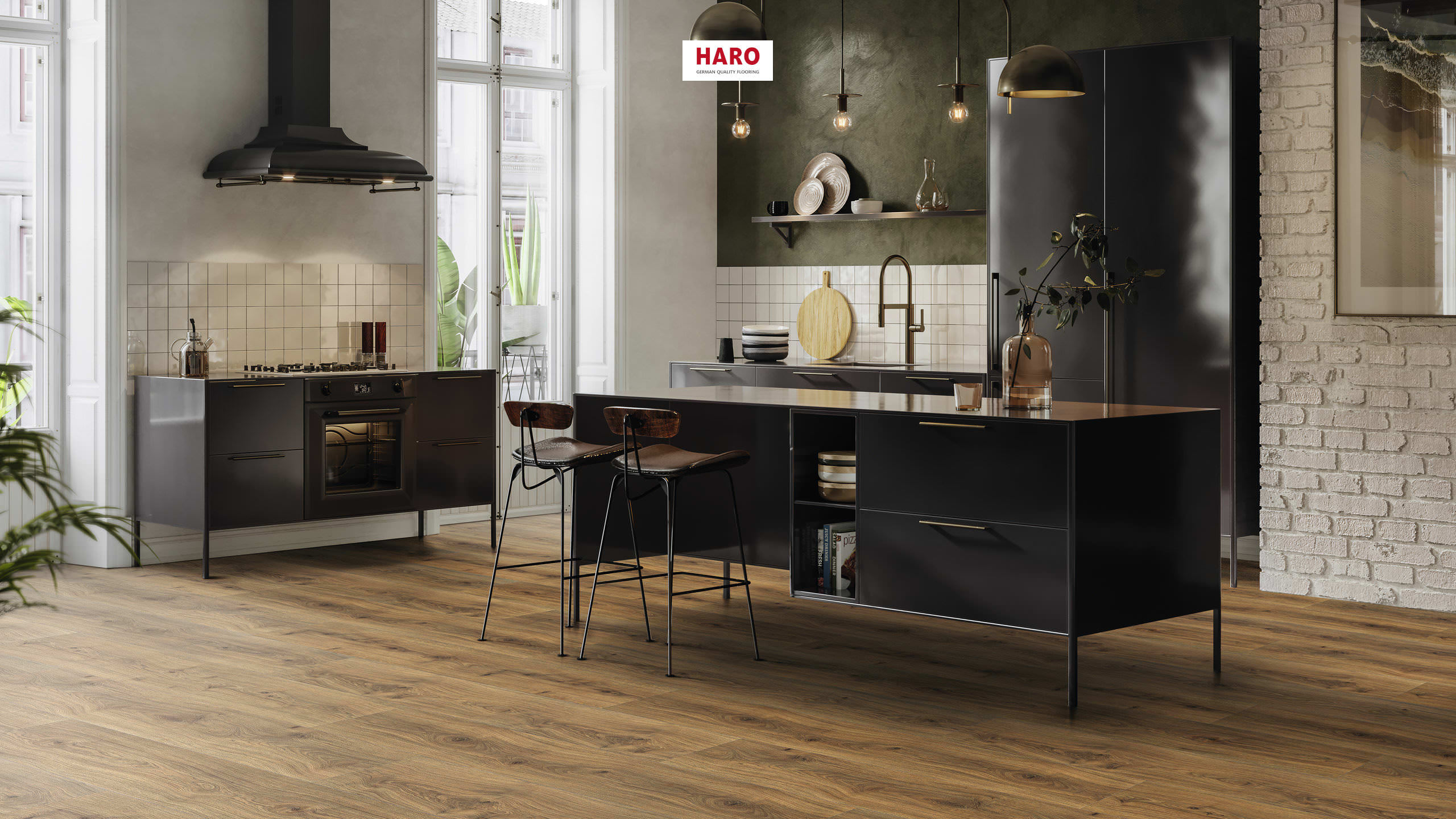 HARO Suelo laminado TRITTY 200 Aqua Gran Via 4V Roble Emilia miel* authentic soft Silent Pro Top Connect