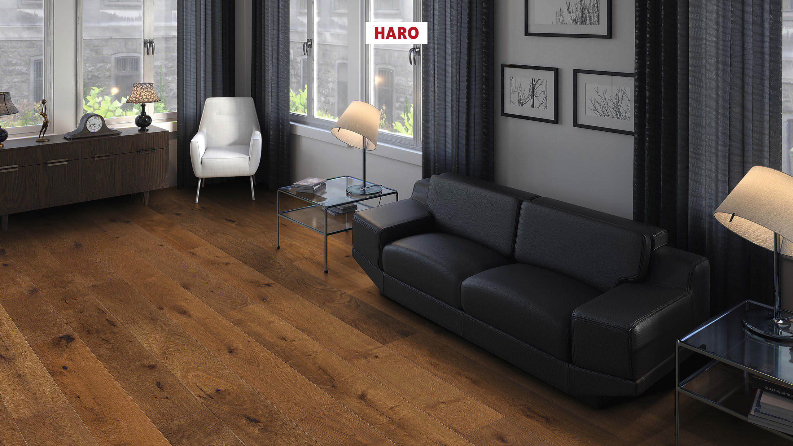 HARO PARQUET 4000 Lama Maxim 4V Roble ahumado Sauvage cepillado naturaLin plus Ranura & lengüeta