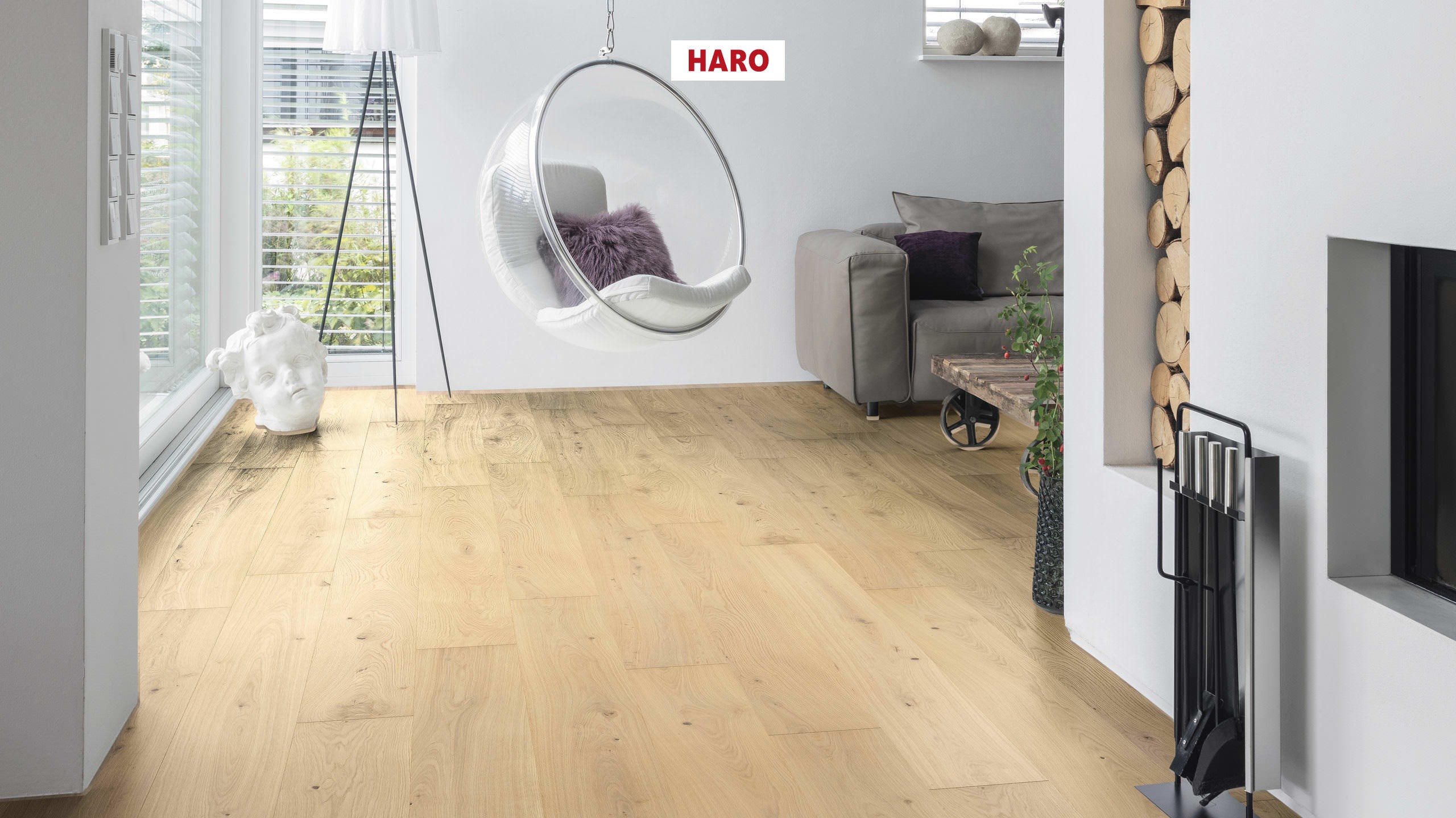HARO PARQUET 4000 1-lama Plaza 240 4V Roble blanco luz Markant cepillado naturaLin plus Top Connect