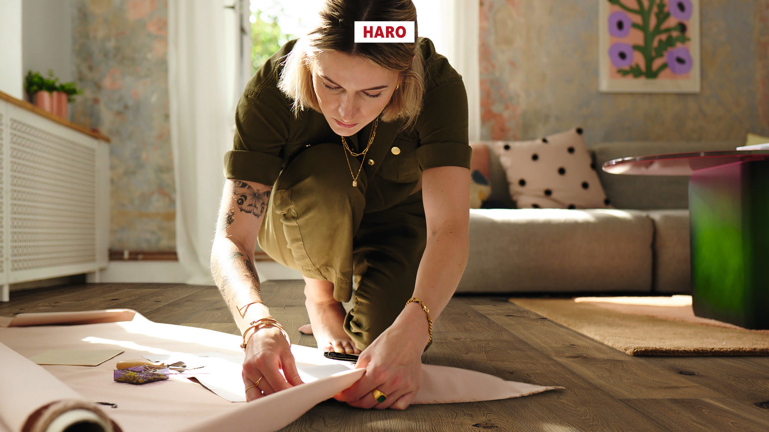 HARO PARQUET 4000 1-lama Plaza 240 4V Roble fumé invisible Universal cepillado naturaLin plus Top Connect