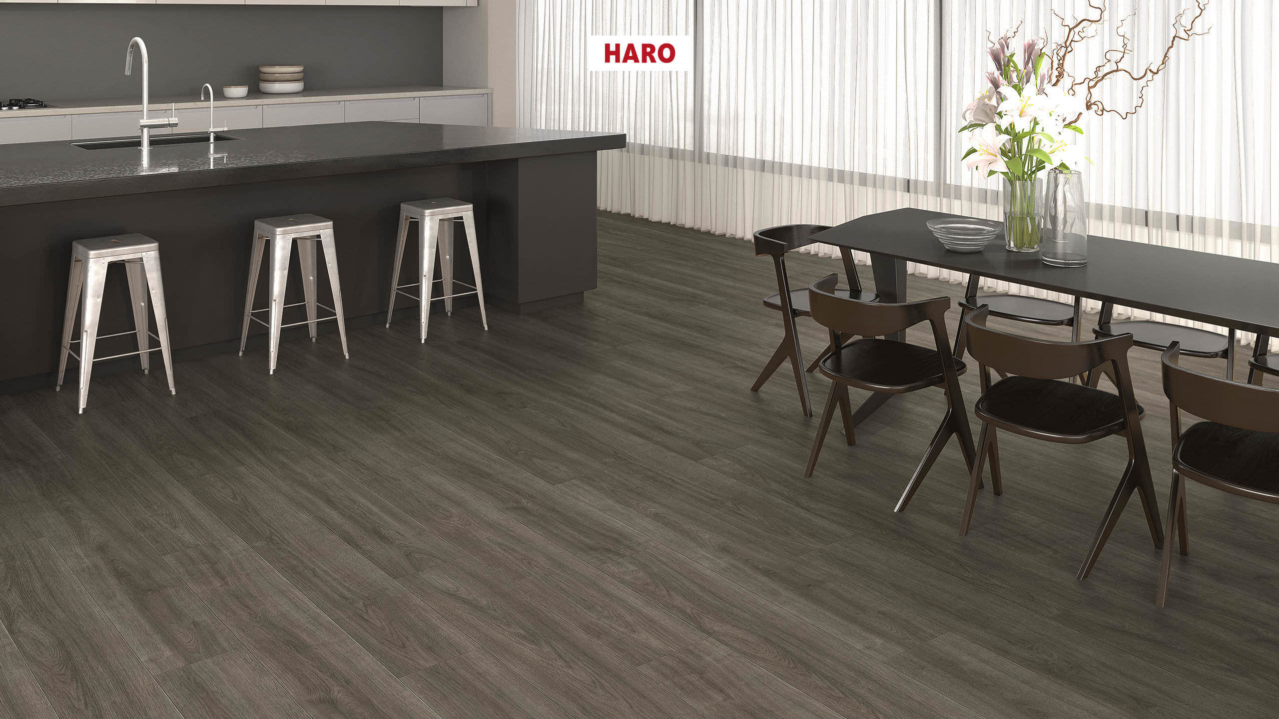 HARO Suelo laminado TRITTY 200 Aqua 1-lama 4V Roble Eleganza gris antiguo* authentic Silent CT Top Connect