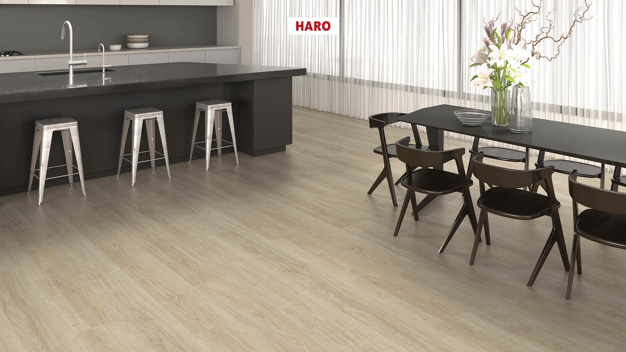 HARO Suelo laminado TRITTY 200 Aqua 1-lama 4V Roble Eleganza blanco crema* authentic Silent CT Top Connect