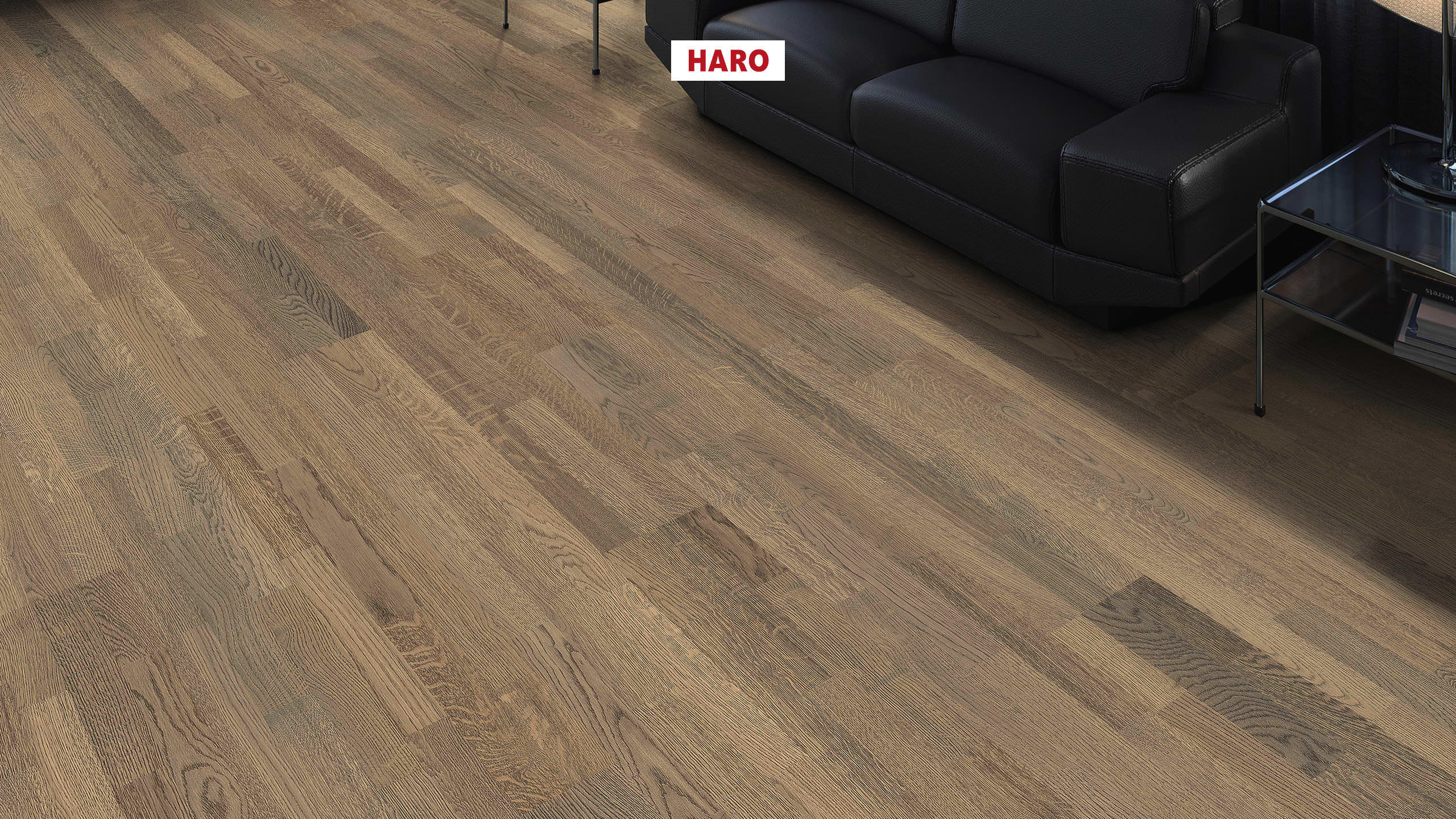 HARO PARQUET 4000 3-lamas Roble gris tabaco Trend cepillado naturaLin plus Top Connect