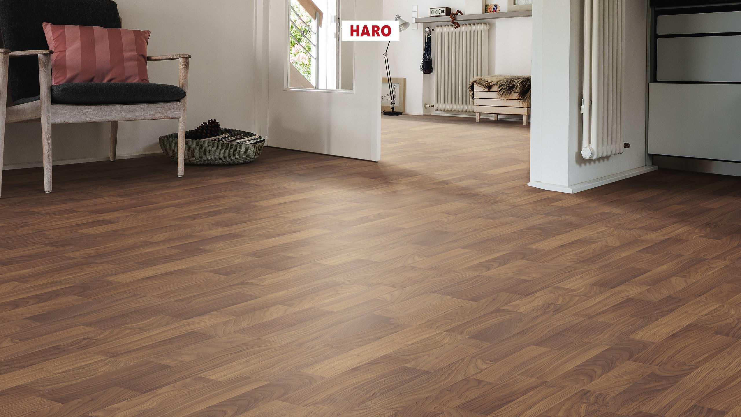 HARO Suelo laminado Edición especial NKL31 3-lamas Nogal* cepillado mate Silent Pro Top Connect
